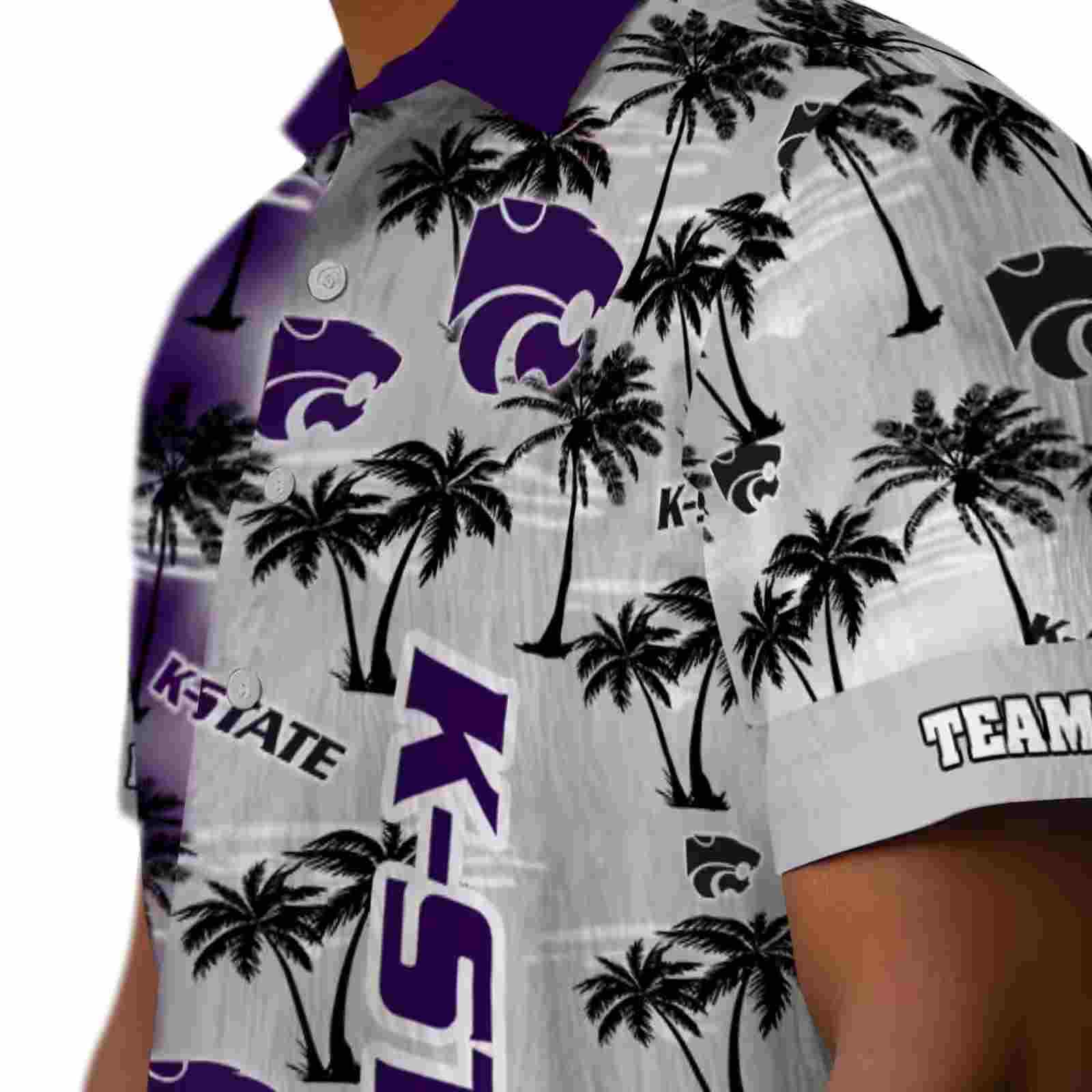 customized kansas state wildcats palm silhouettes purple hawaiian shirt trendy