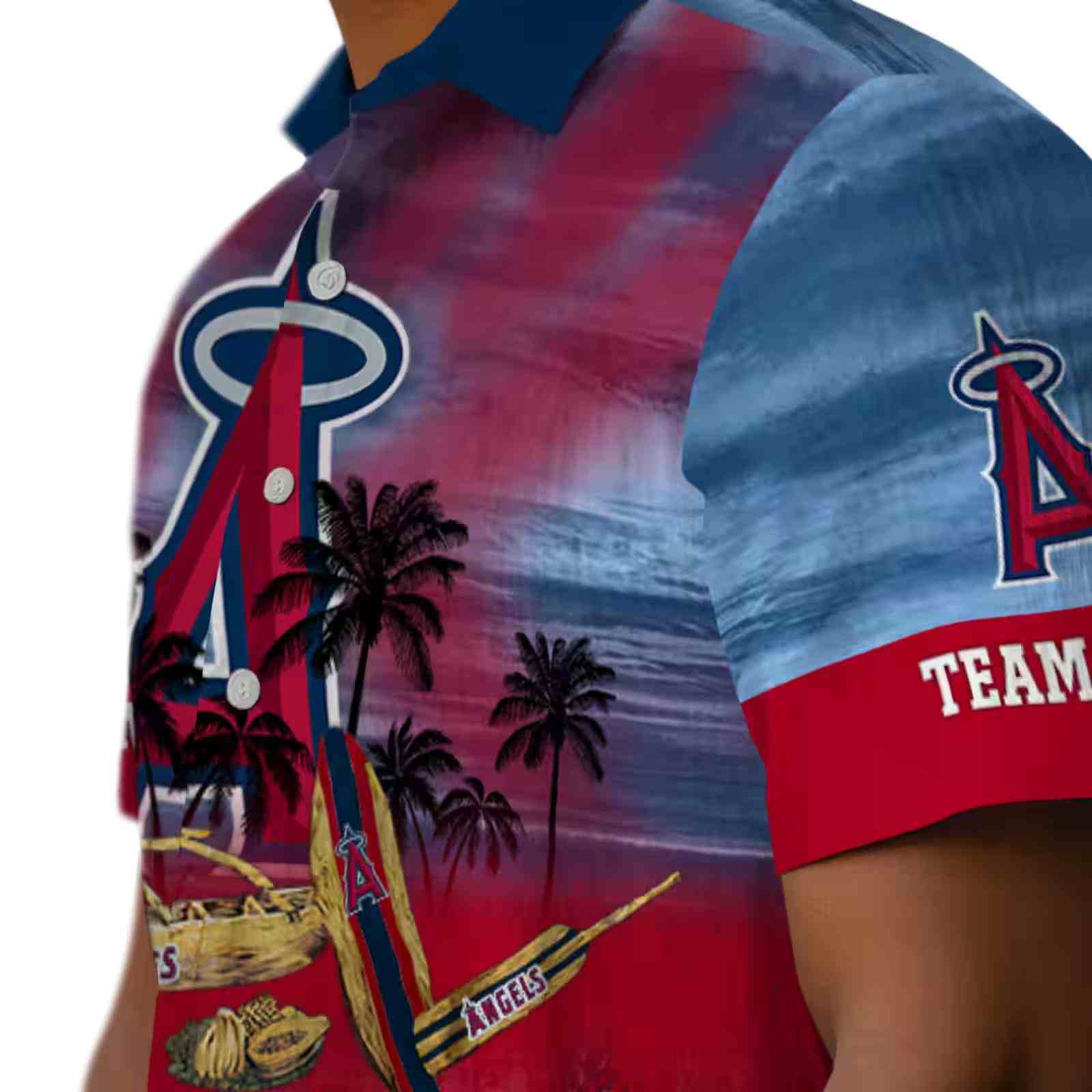 customized los angeles angels tropical canoe blue hawaiian shirt trendy