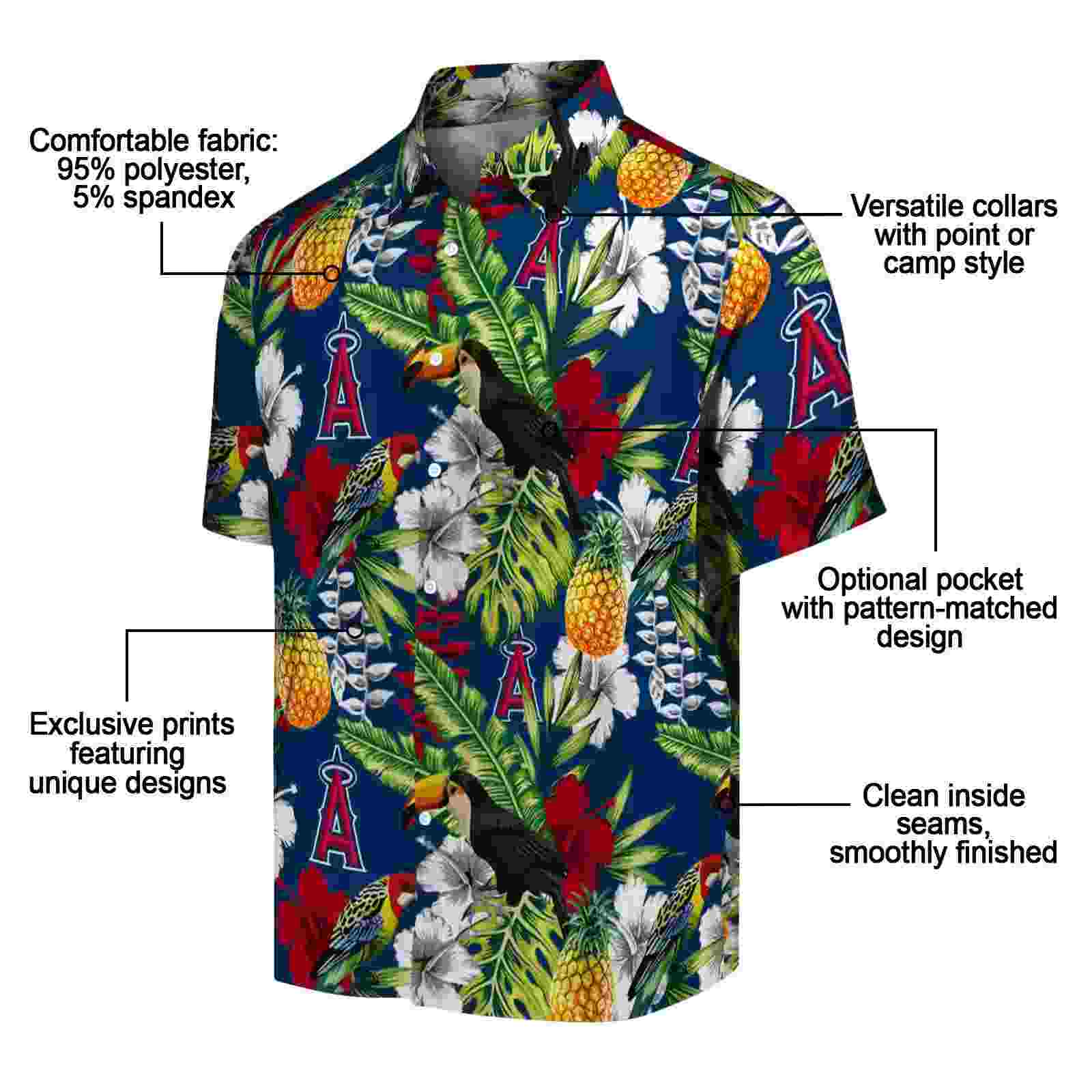 customized los angeles angels tropical toucan blue green hawaiian shirt new arrival