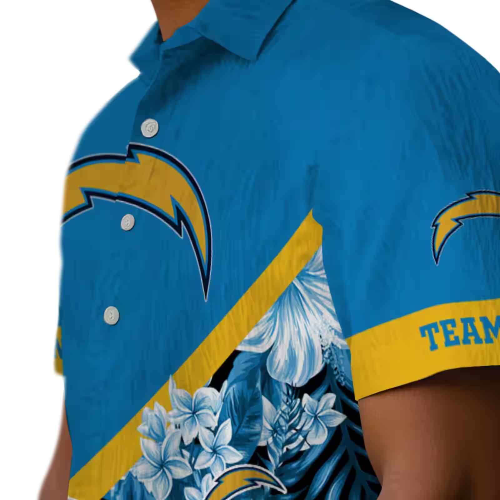 customized los angeles chargers floral chevron blue hawaiian shirt trendy