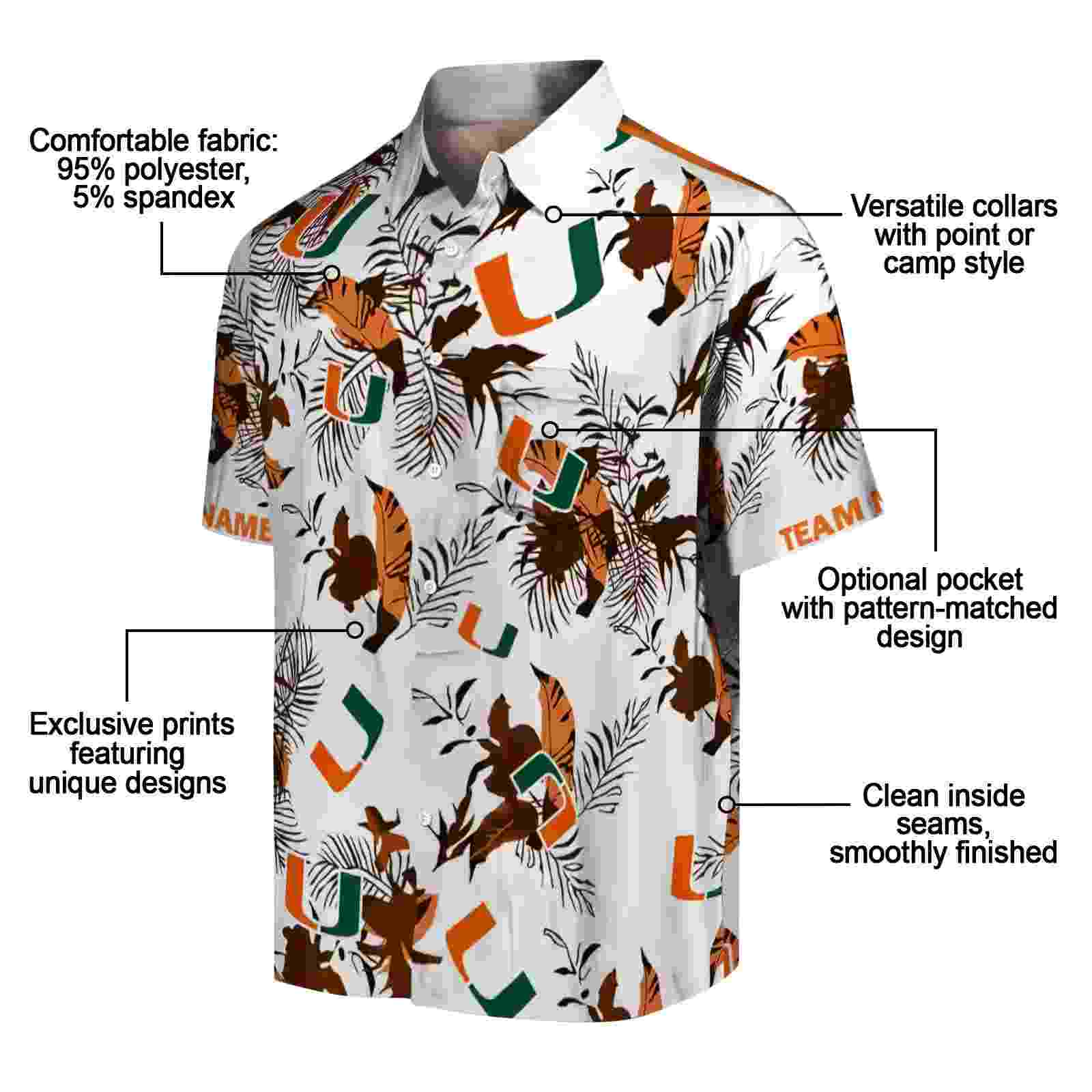 customized miami hurricanes botanical theme orange white hawaiian shirt new arrival