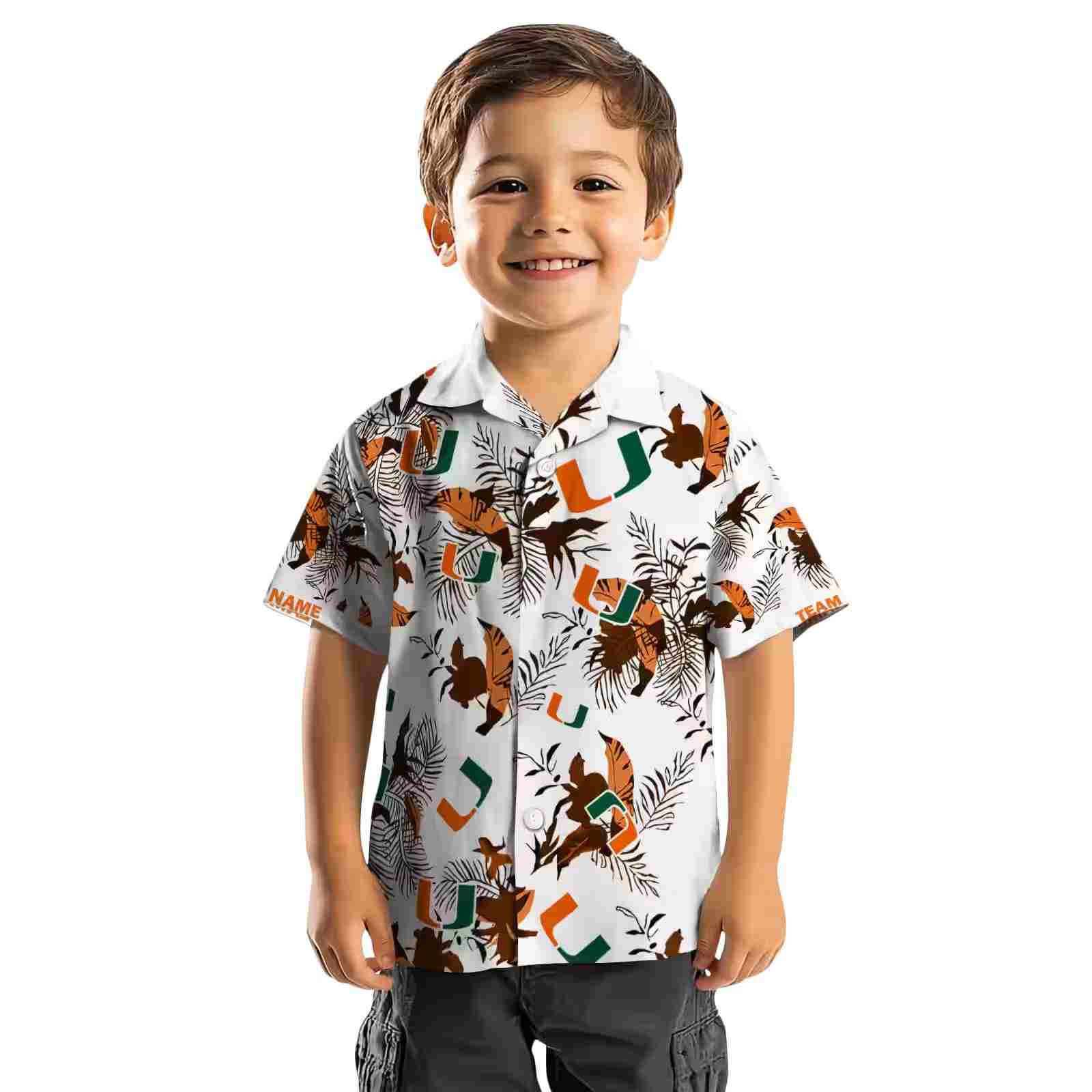 customized miami hurricanes botanical theme orange white hawaiian shirt top rated