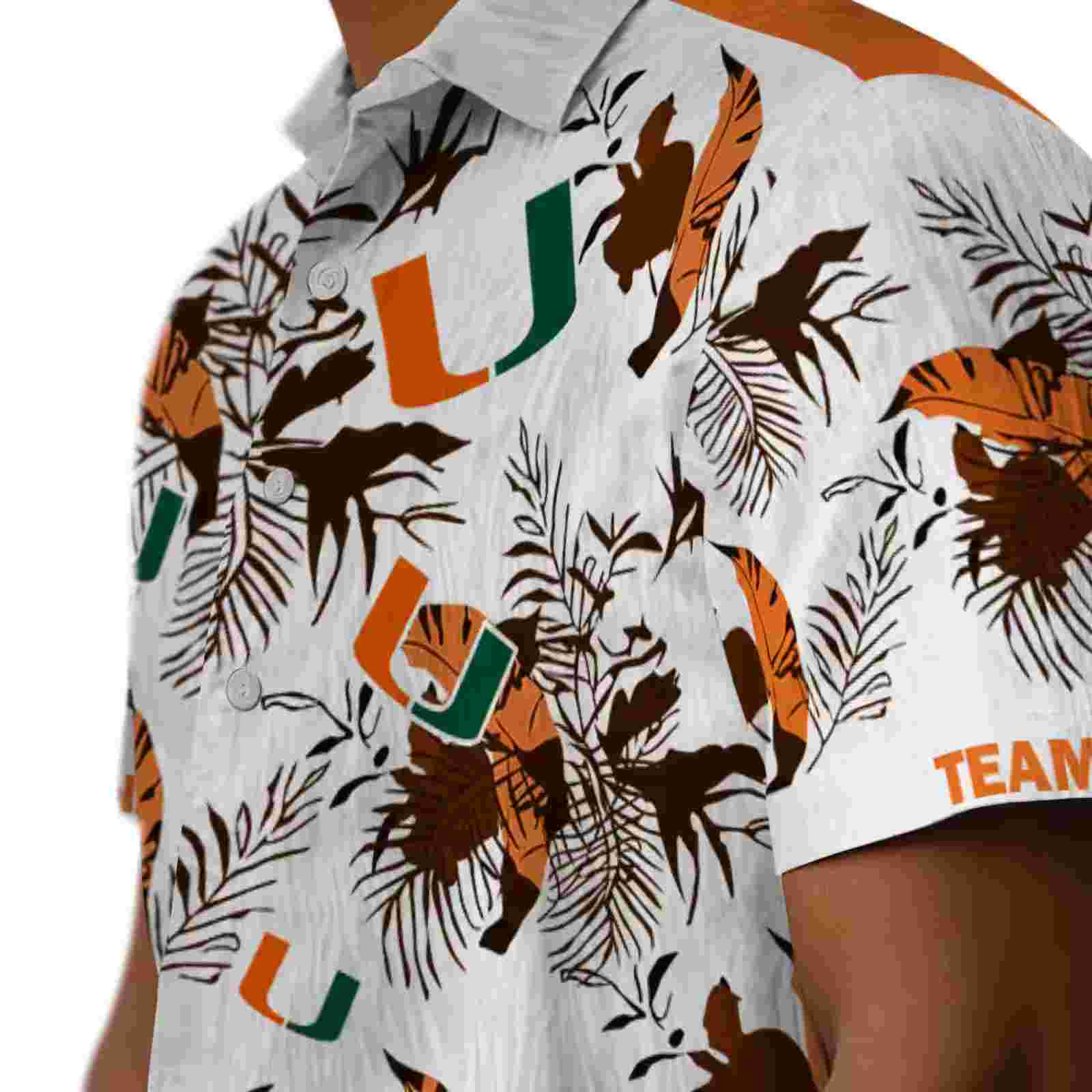 customized miami hurricanes botanical theme orange white hawaiian shirt trendy