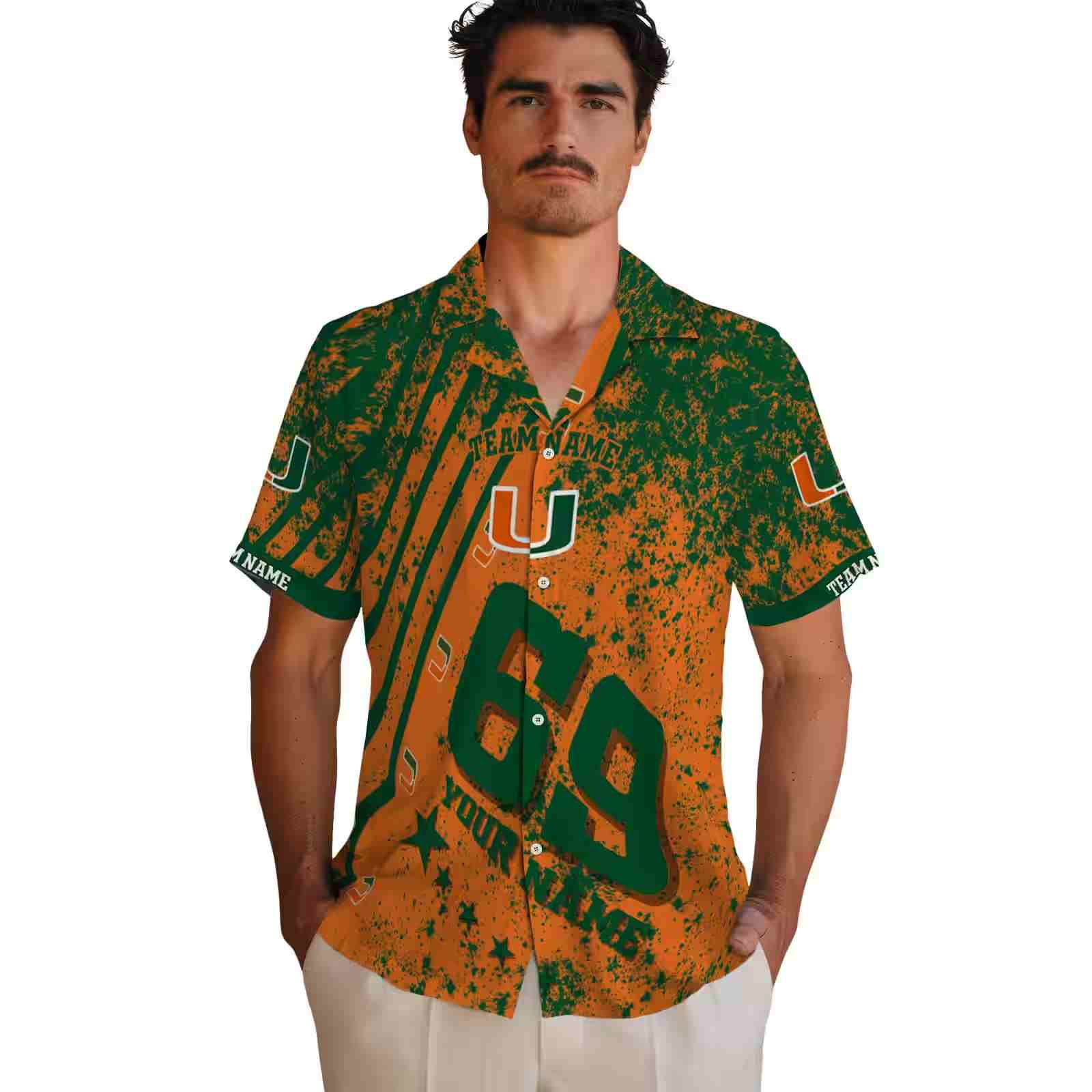 customized miami hurricanes star stripes orange hawaiian shirt fashion forward