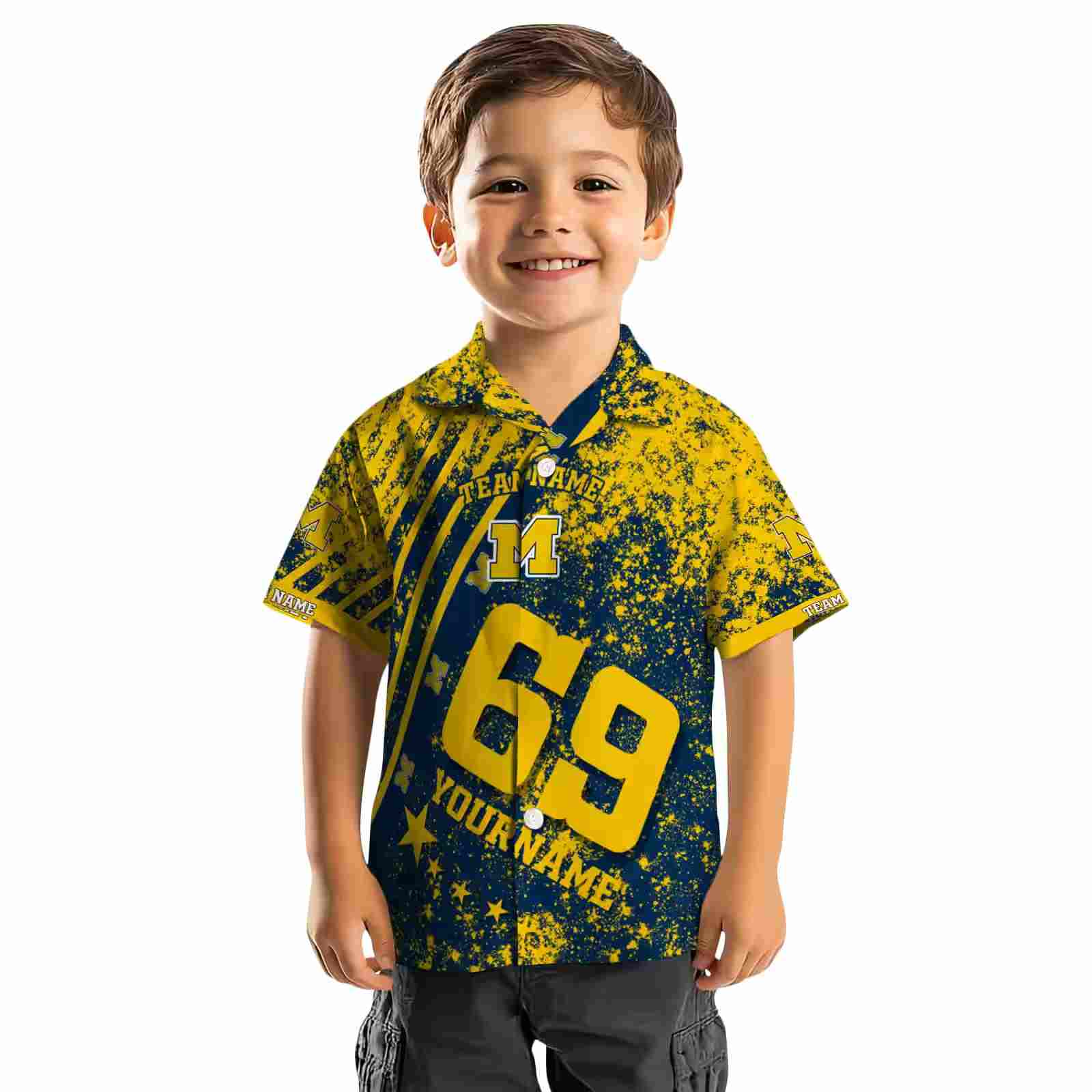 customized michigan wolverines star stripes blue hawaiian shirt top rated