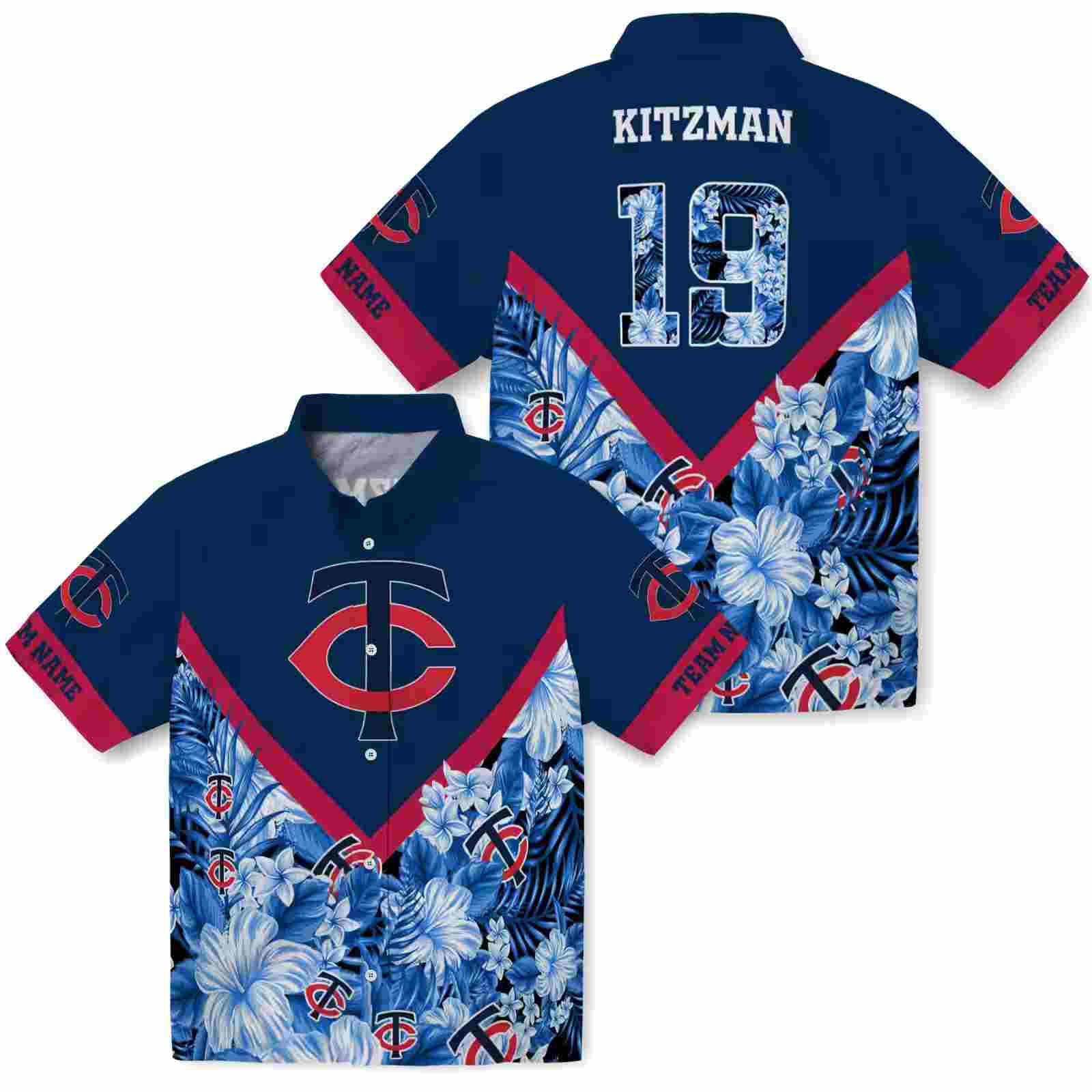 customized minnesota twins floral chevron navy hawaiian shirt high quality