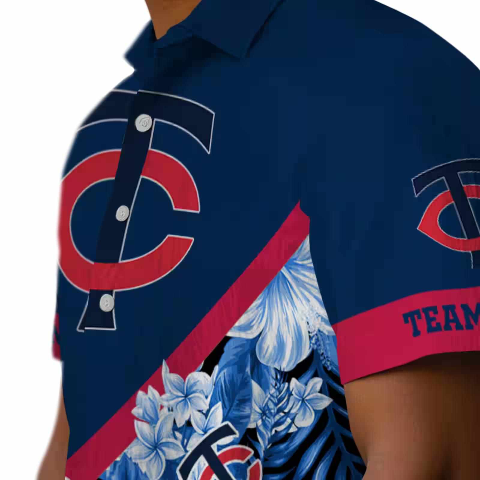 customized minnesota twins floral chevron navy hawaiian shirt trendy