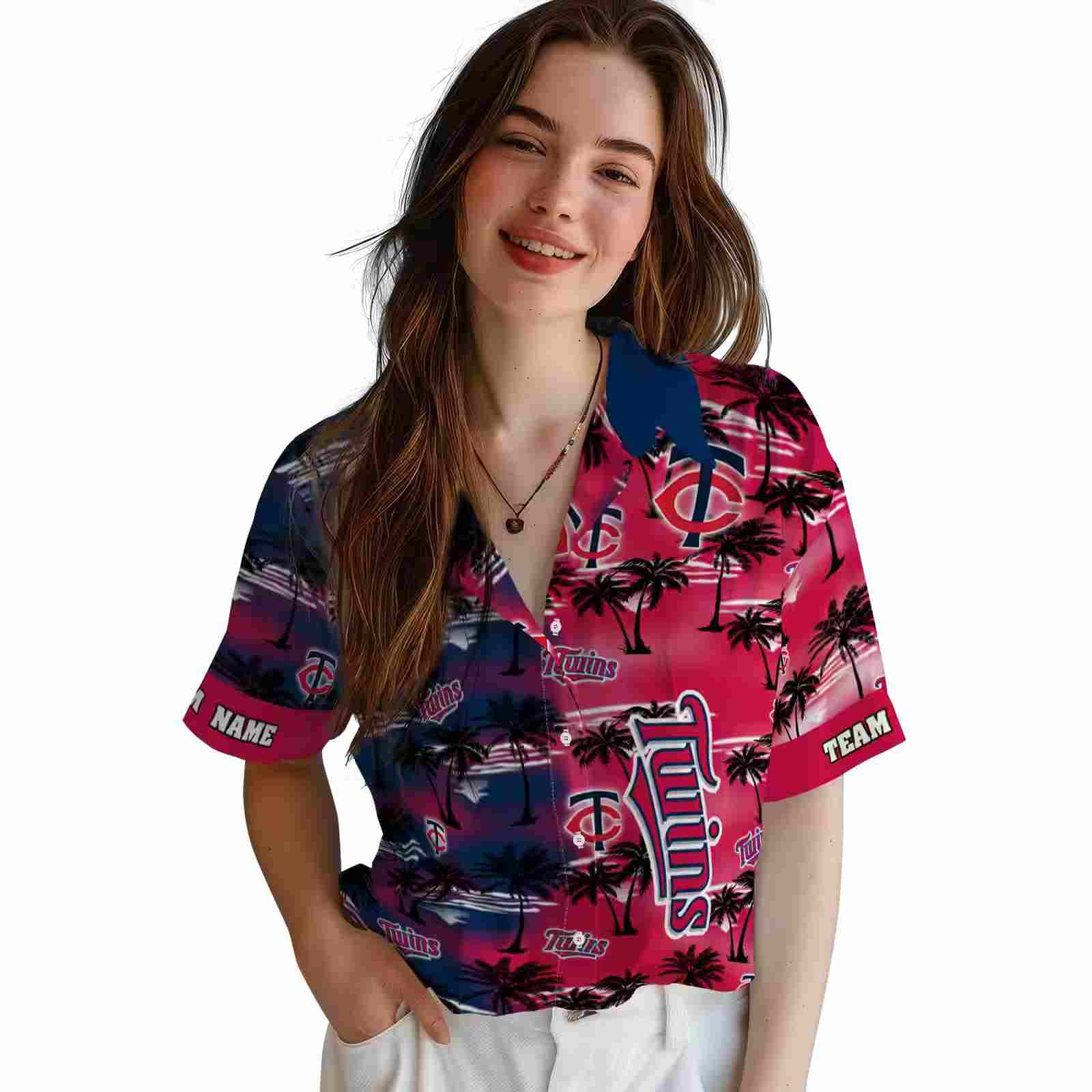 customized minnesota twins palm silhouettes navy hawaiian shirt latest model