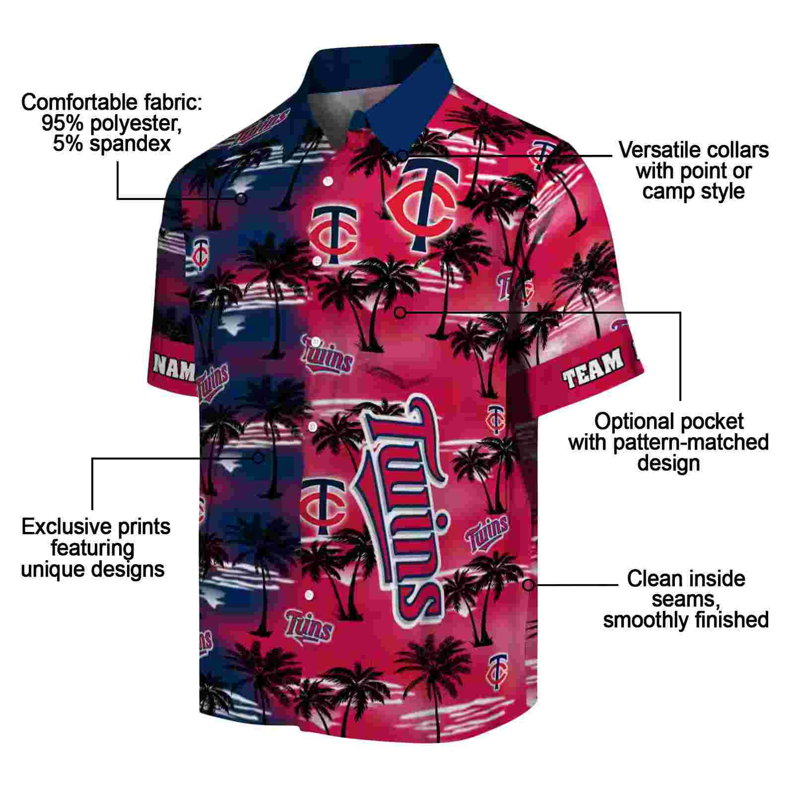 customized minnesota twins palm silhouettes navy hawaiian shirt new arrival