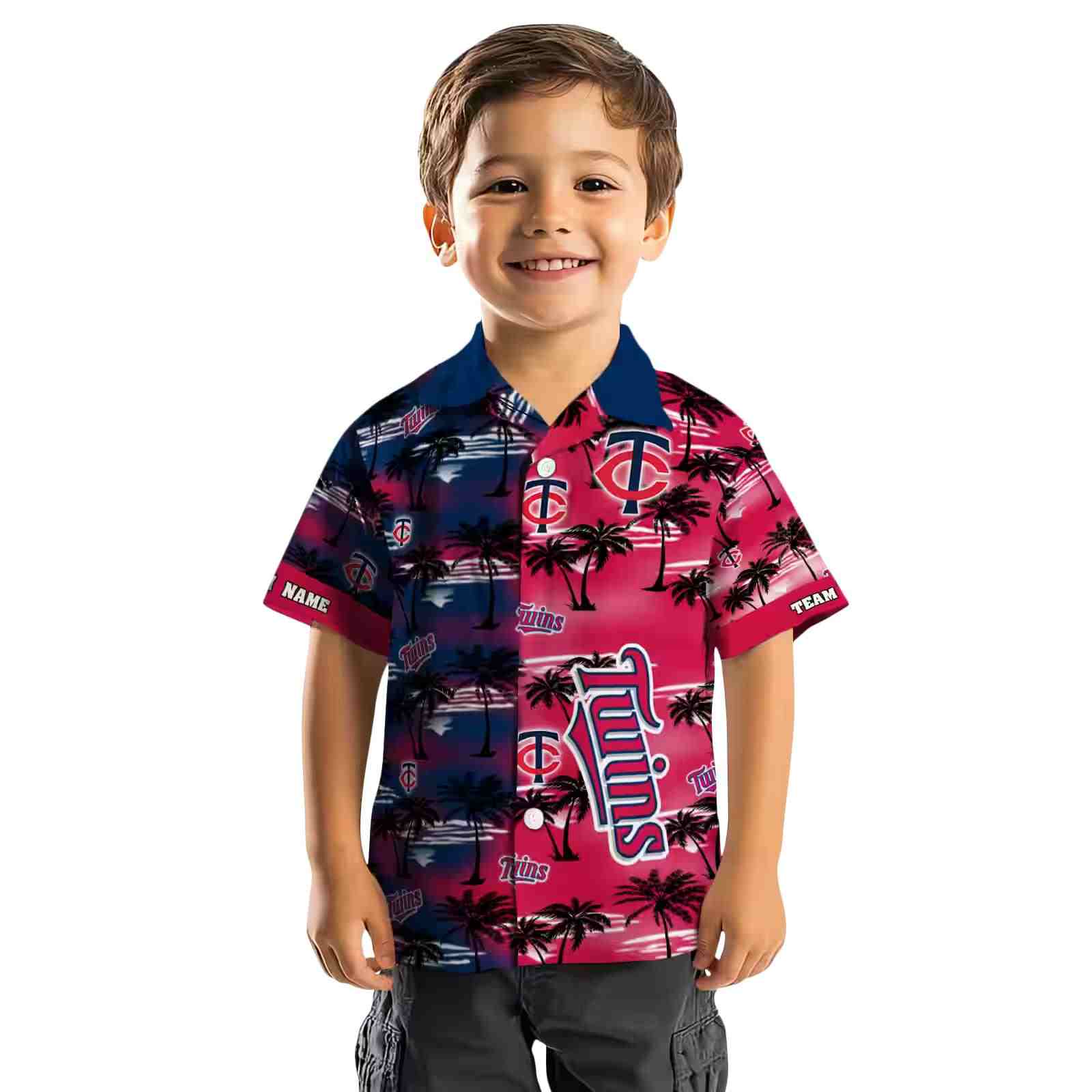 customized minnesota twins palm silhouettes navy hawaiian shirt top rated