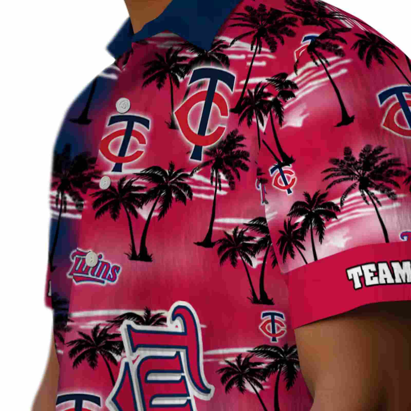 customized minnesota twins palm silhouettes navy hawaiian shirt trendy