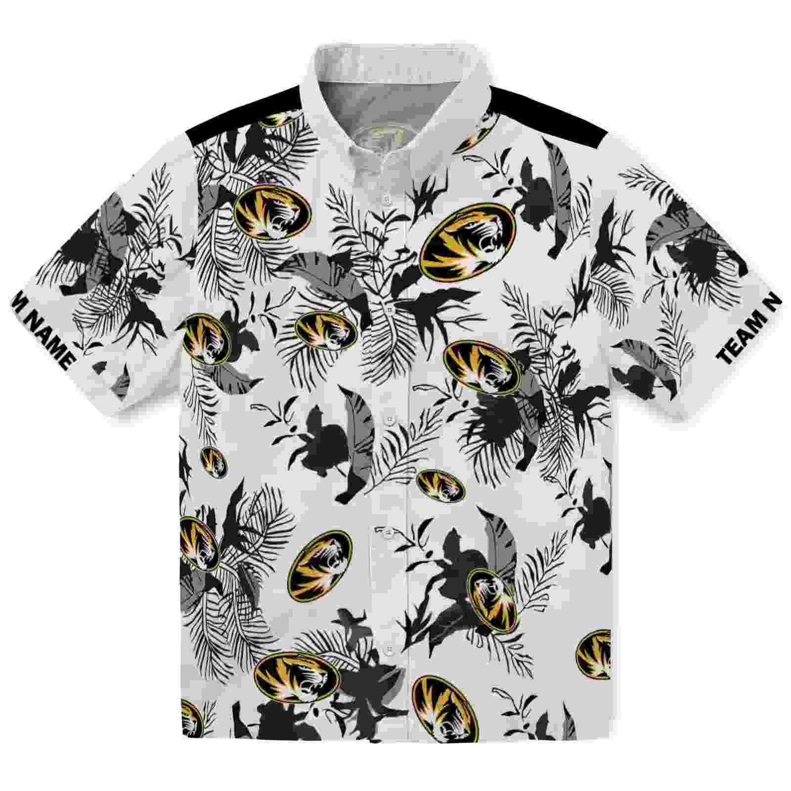 Customized Missouri Tigers Botanical Theme Black White Hawaiian Shirt