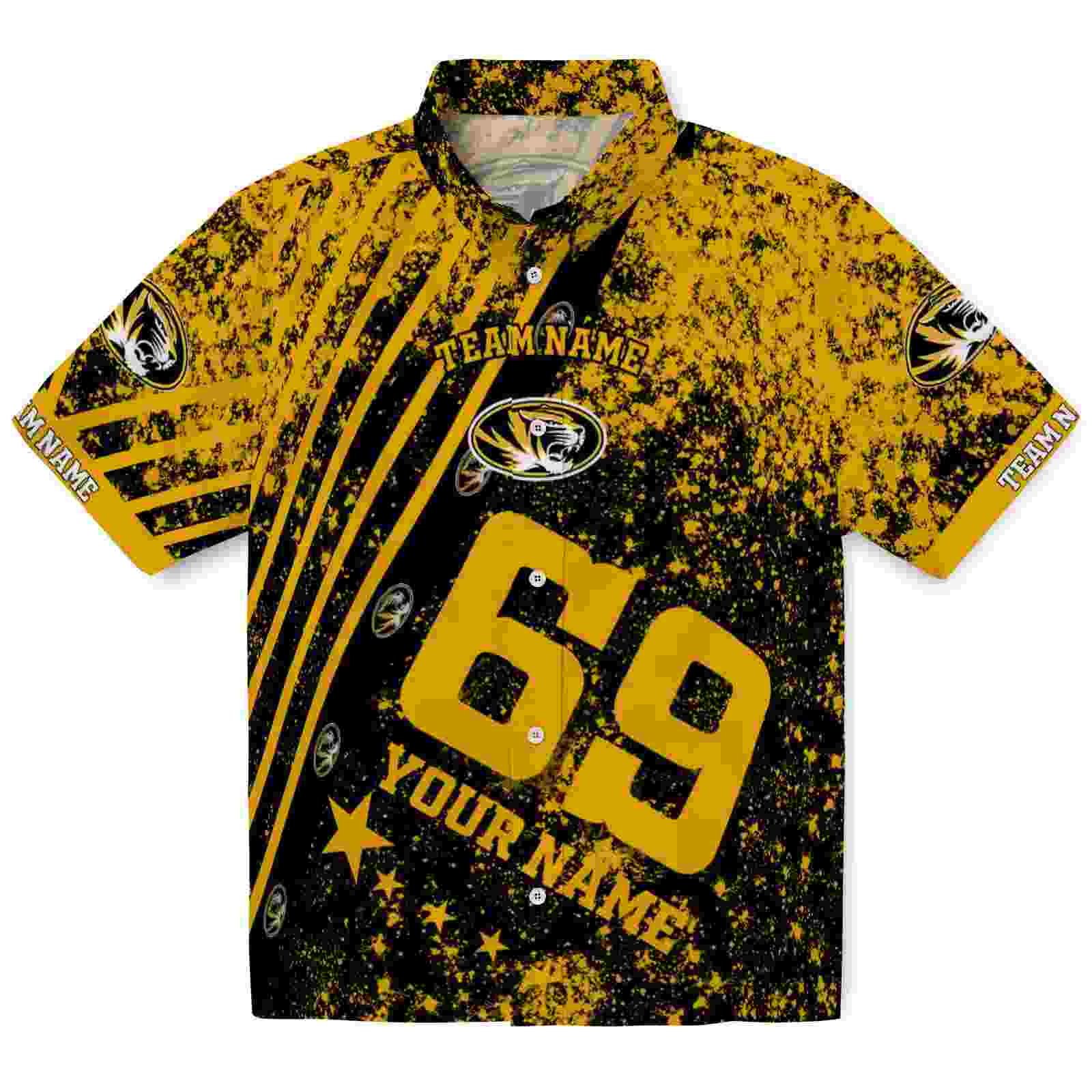 Customized Missouri Tigers Star Stripes Black Hawaiian Shirt