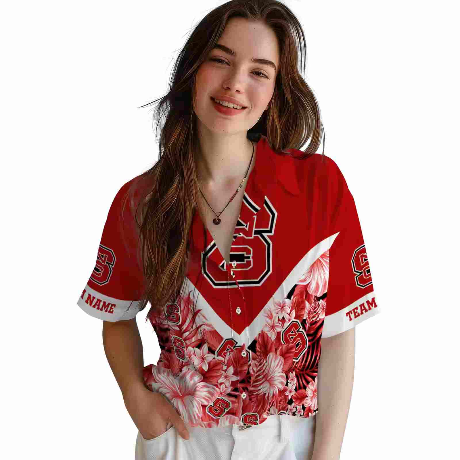 customized nc state wolfpack floral chevron red hawaiian shirt latest model