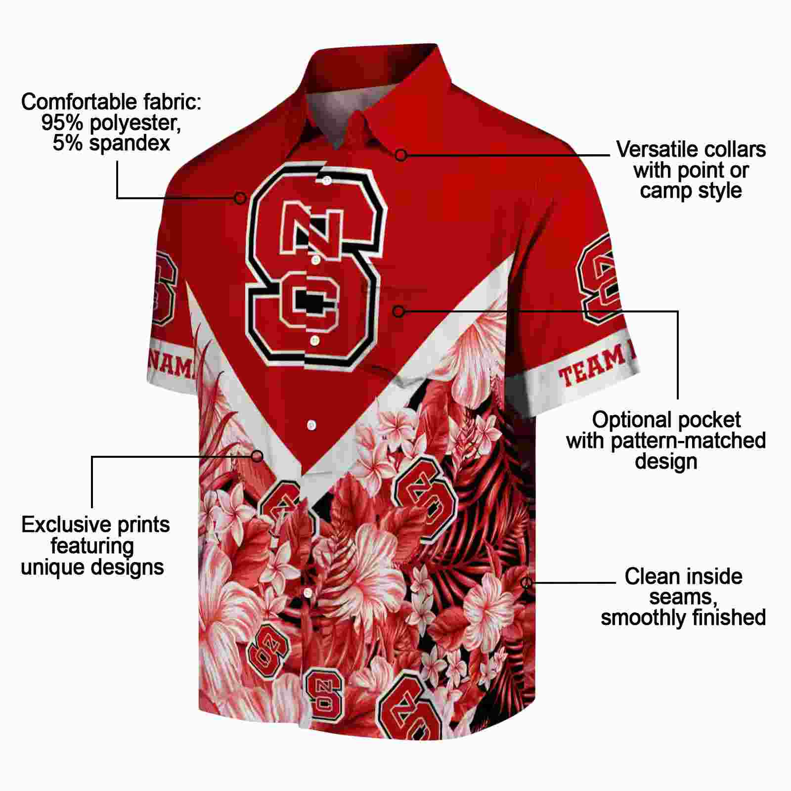 customized nc state wolfpack floral chevron red hawaiian shirt new arrival