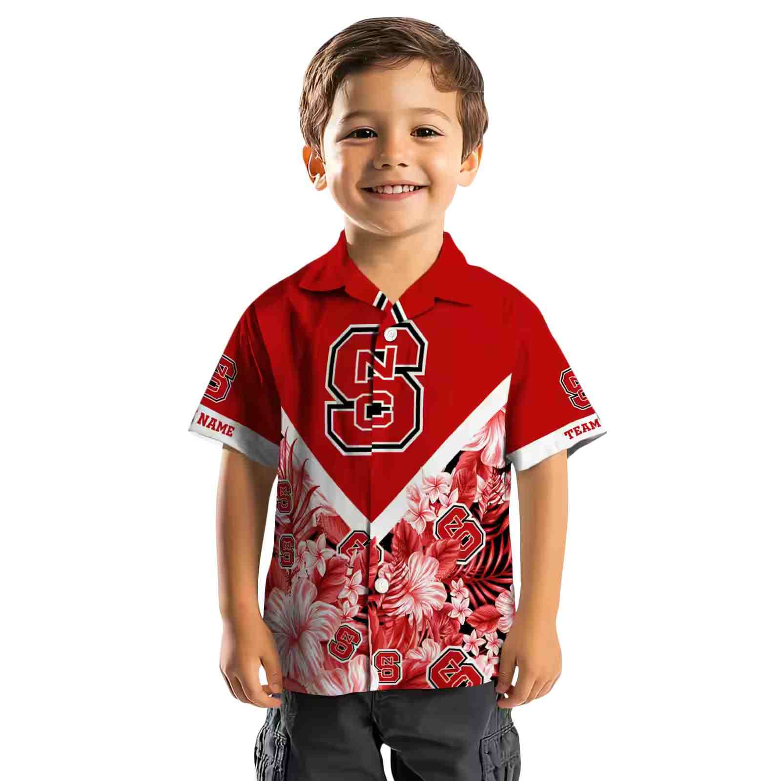 customized nc state wolfpack floral chevron red hawaiian shirt top rated