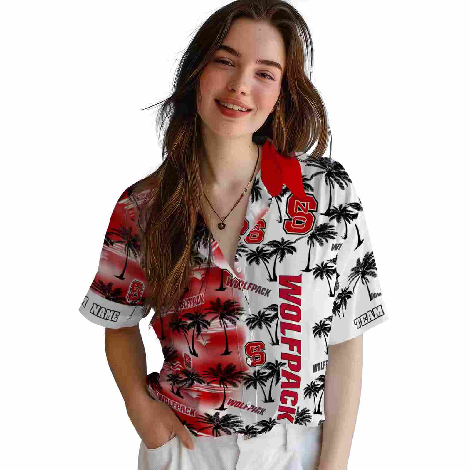 customized nc state wolfpack palm silhouettes red hawaiian shirt latest model