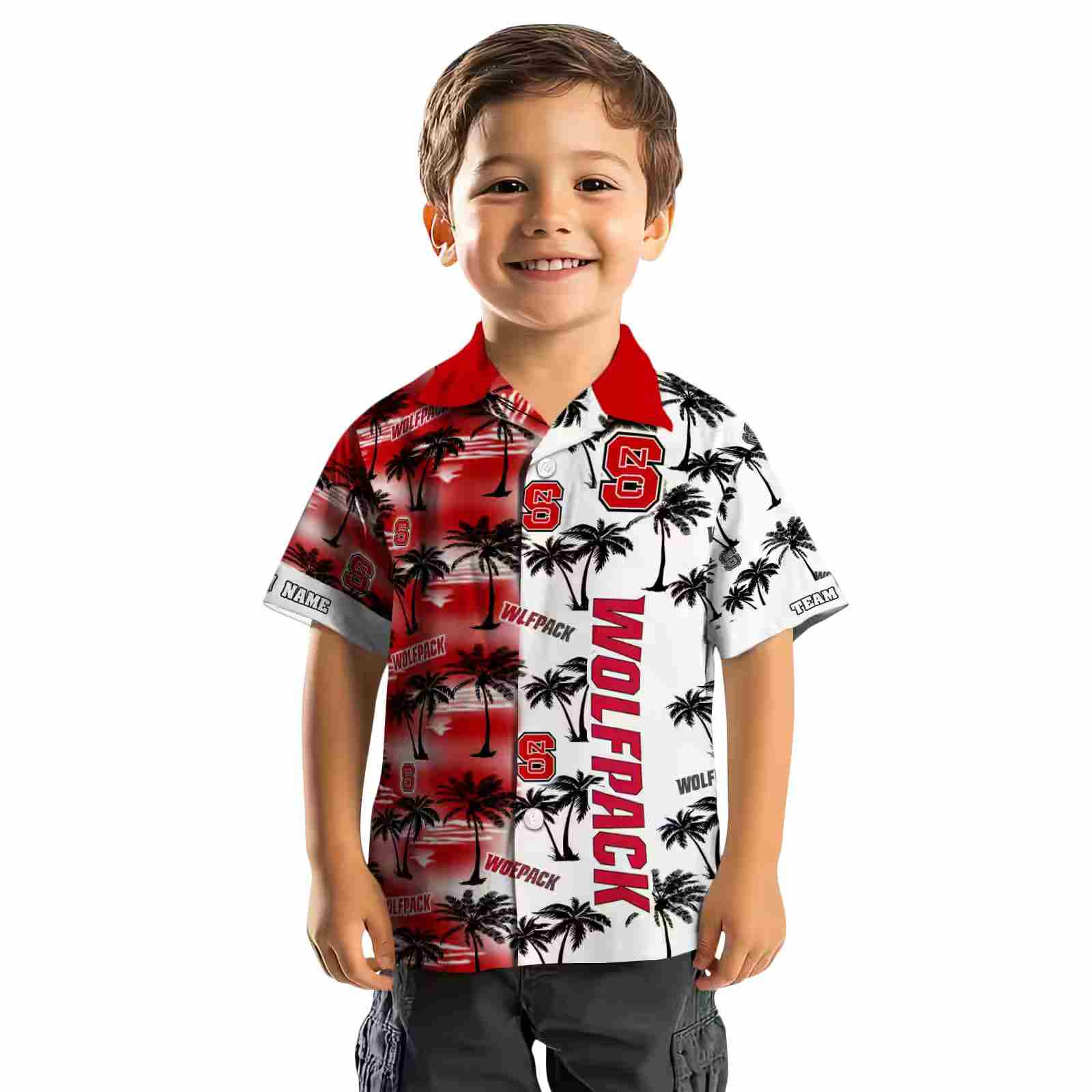 customized nc state wolfpack palm silhouettes red hawaiian shirt top rated