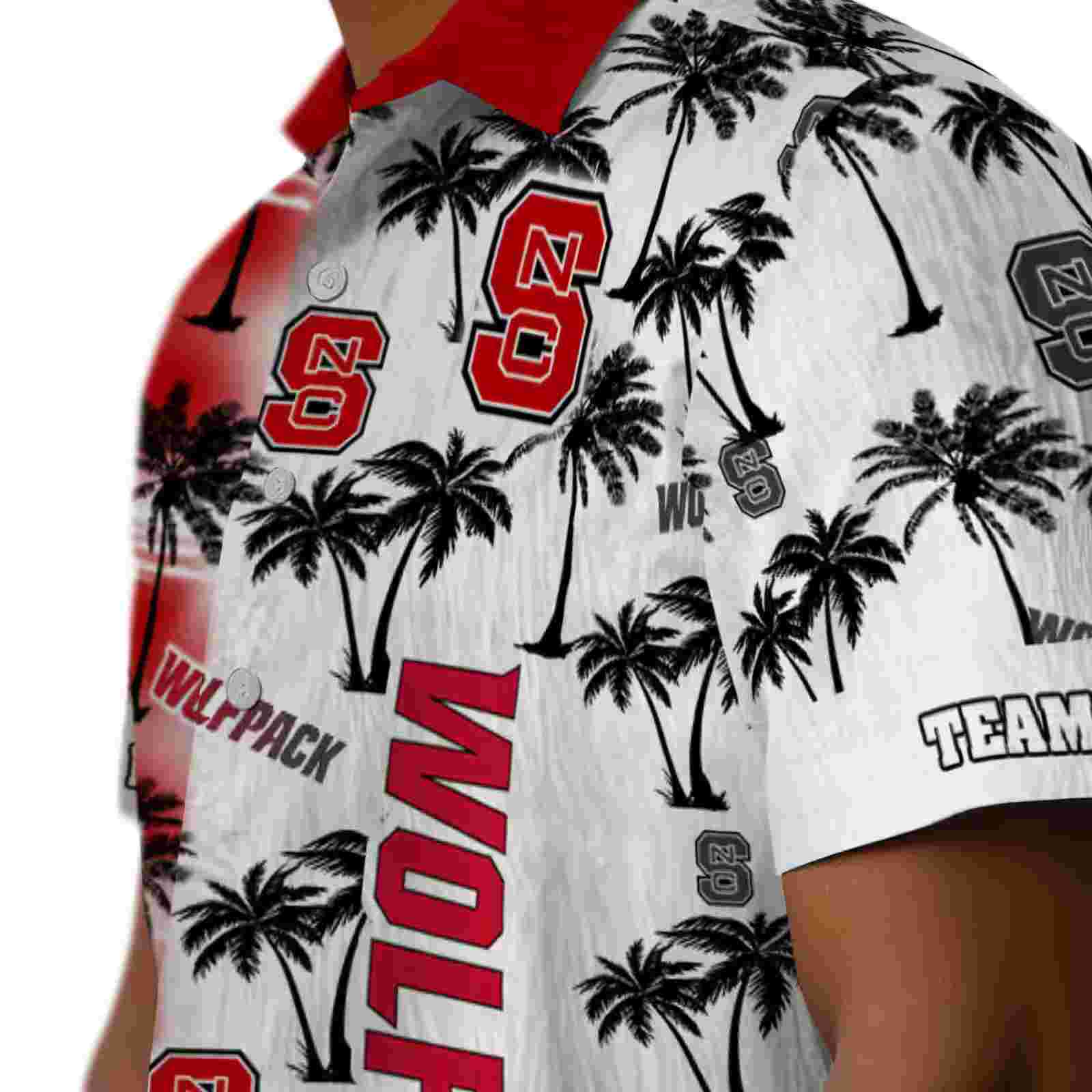 customized nc state wolfpack palm silhouettes red hawaiian shirt trendy