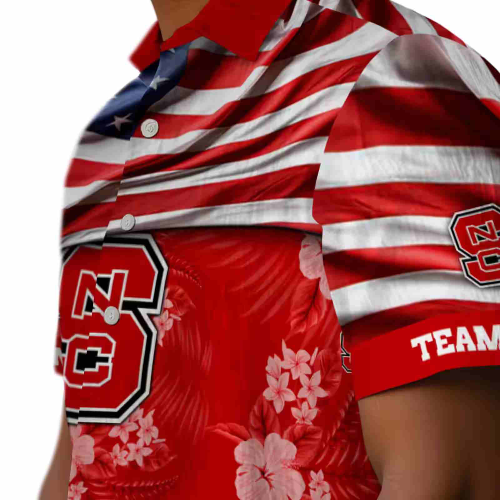 customized nc state wolfpack us flag hibiscus red hawaiian shirt trendy