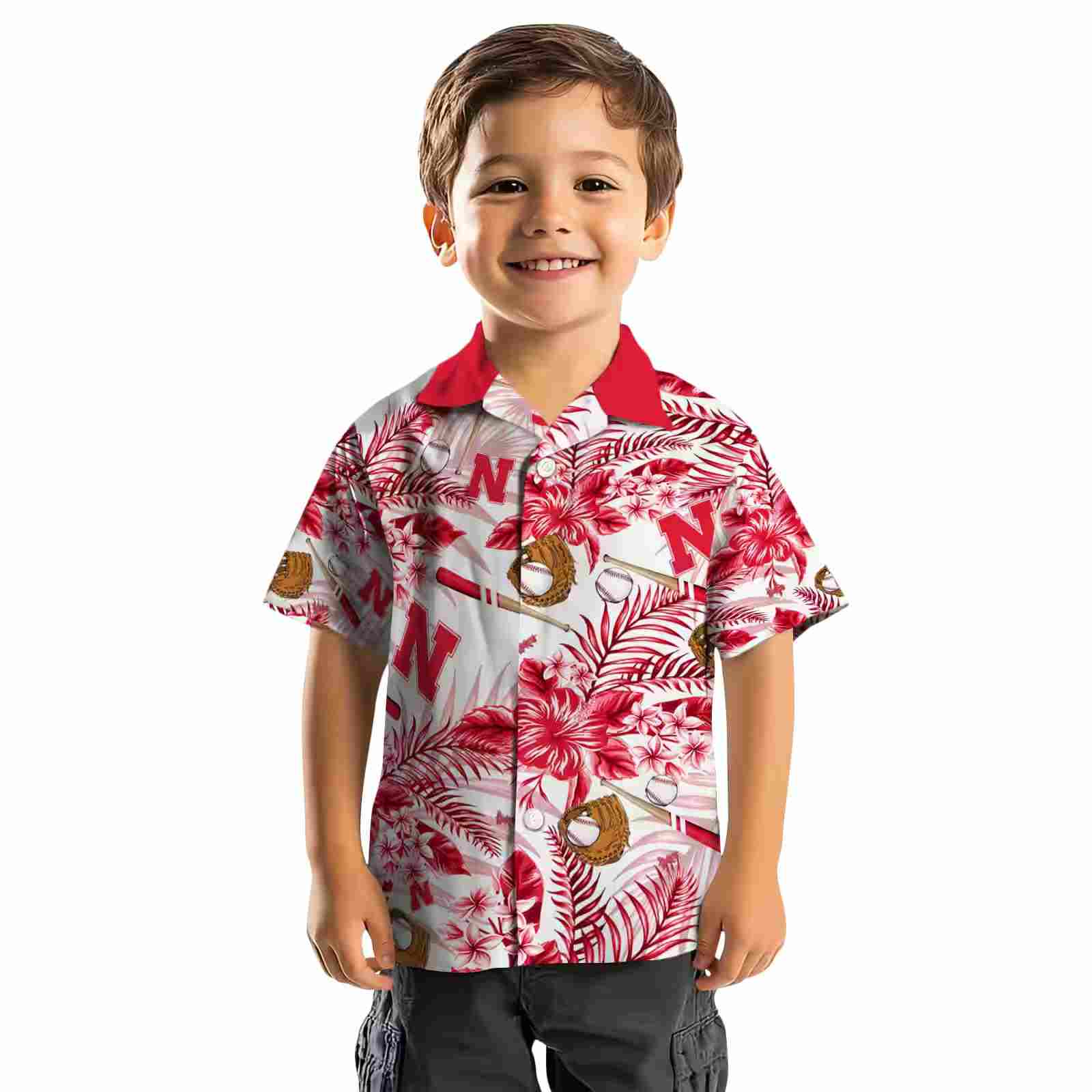 customized nebraska cornhuskers floral baseball red white hawaiian shirt top rated