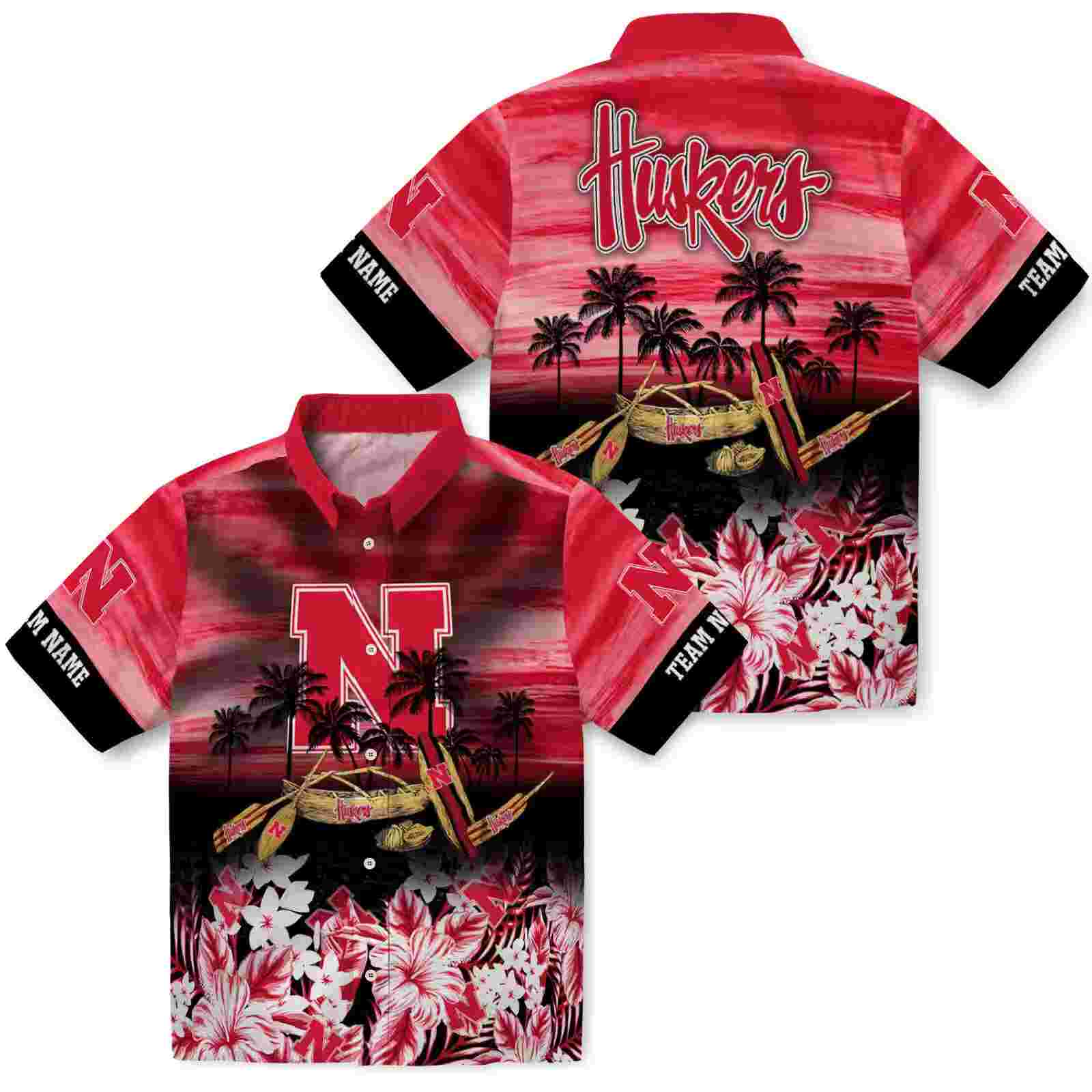 customized nebraska cornhuskers tropical canoe red hawaiian shirt high quality