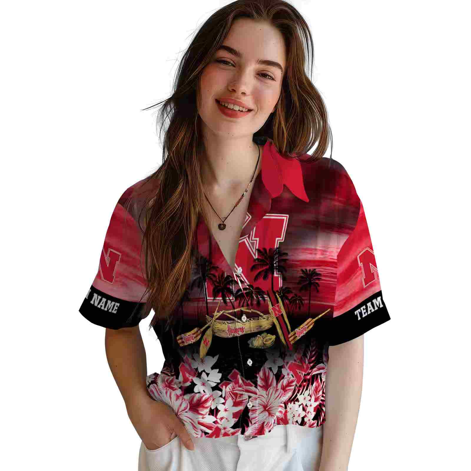 customized nebraska cornhuskers tropical canoe red hawaiian shirt latest model