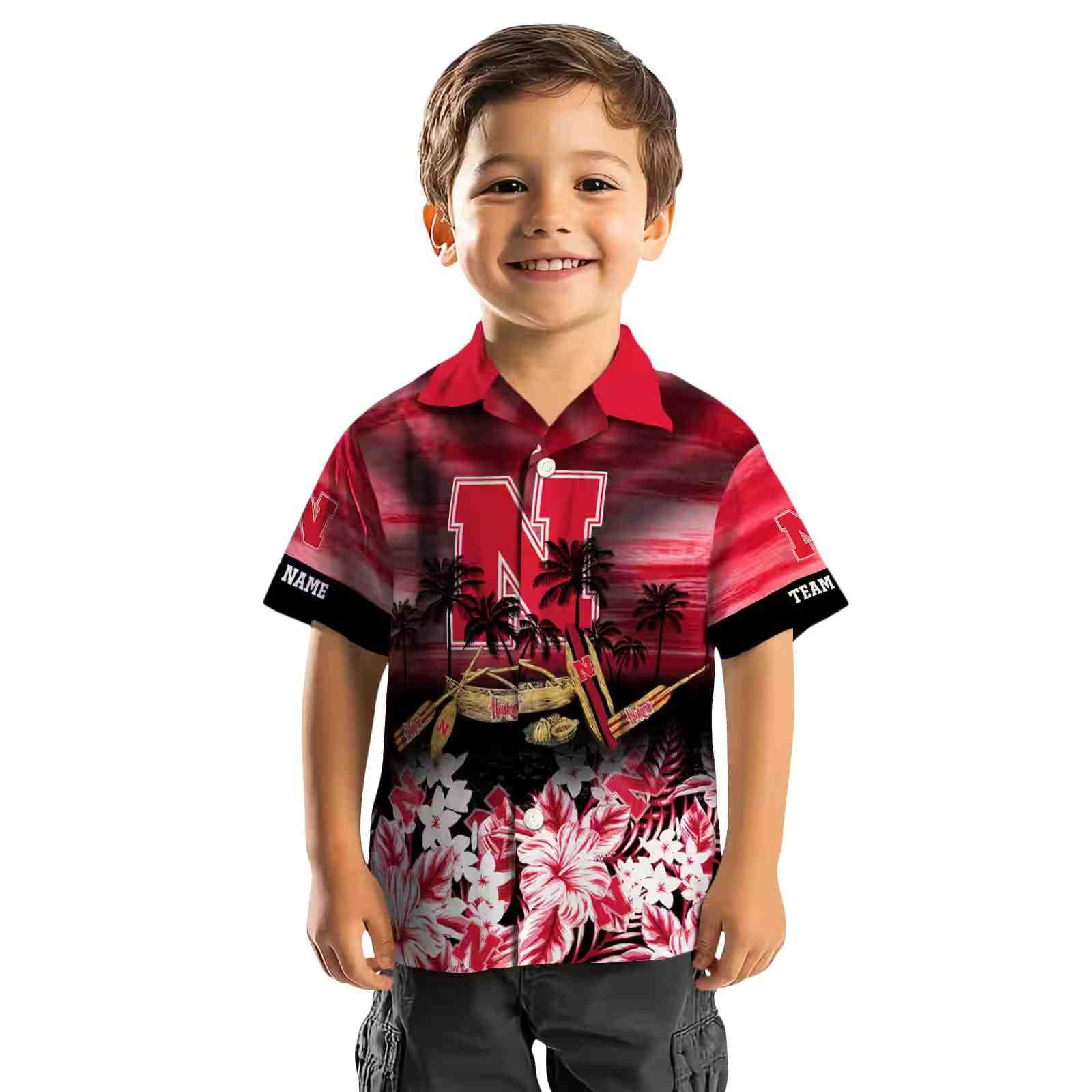 customized nebraska cornhuskers tropical canoe red hawaiian shirt top rated