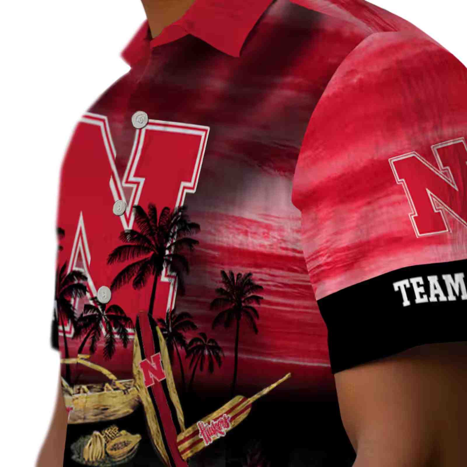 customized nebraska cornhuskers tropical canoe red hawaiian shirt trendy