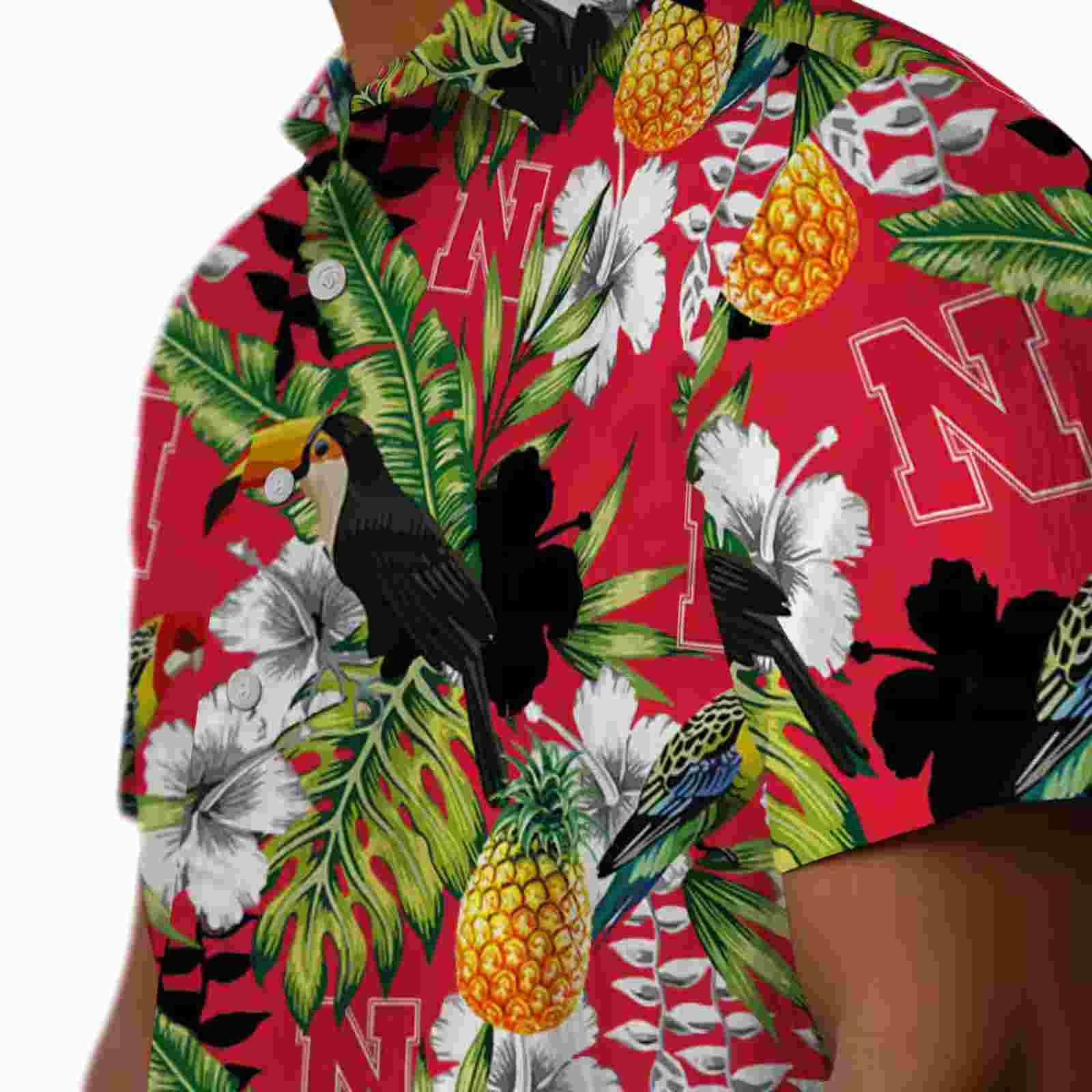 customized nebraska cornhuskers tropical toucan red green hawaiian shirt trendy