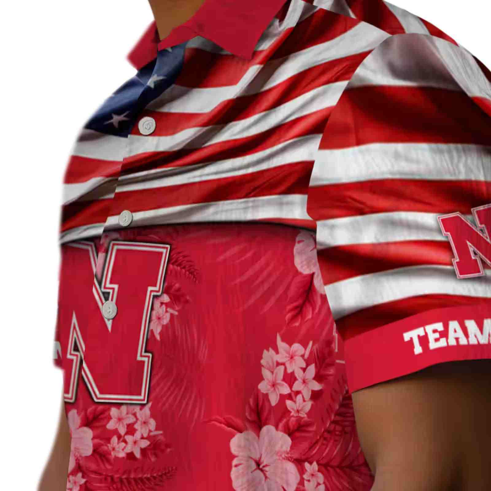 customized nebraska cornhuskers us flag hibiscus red hawaiian shirt trendy