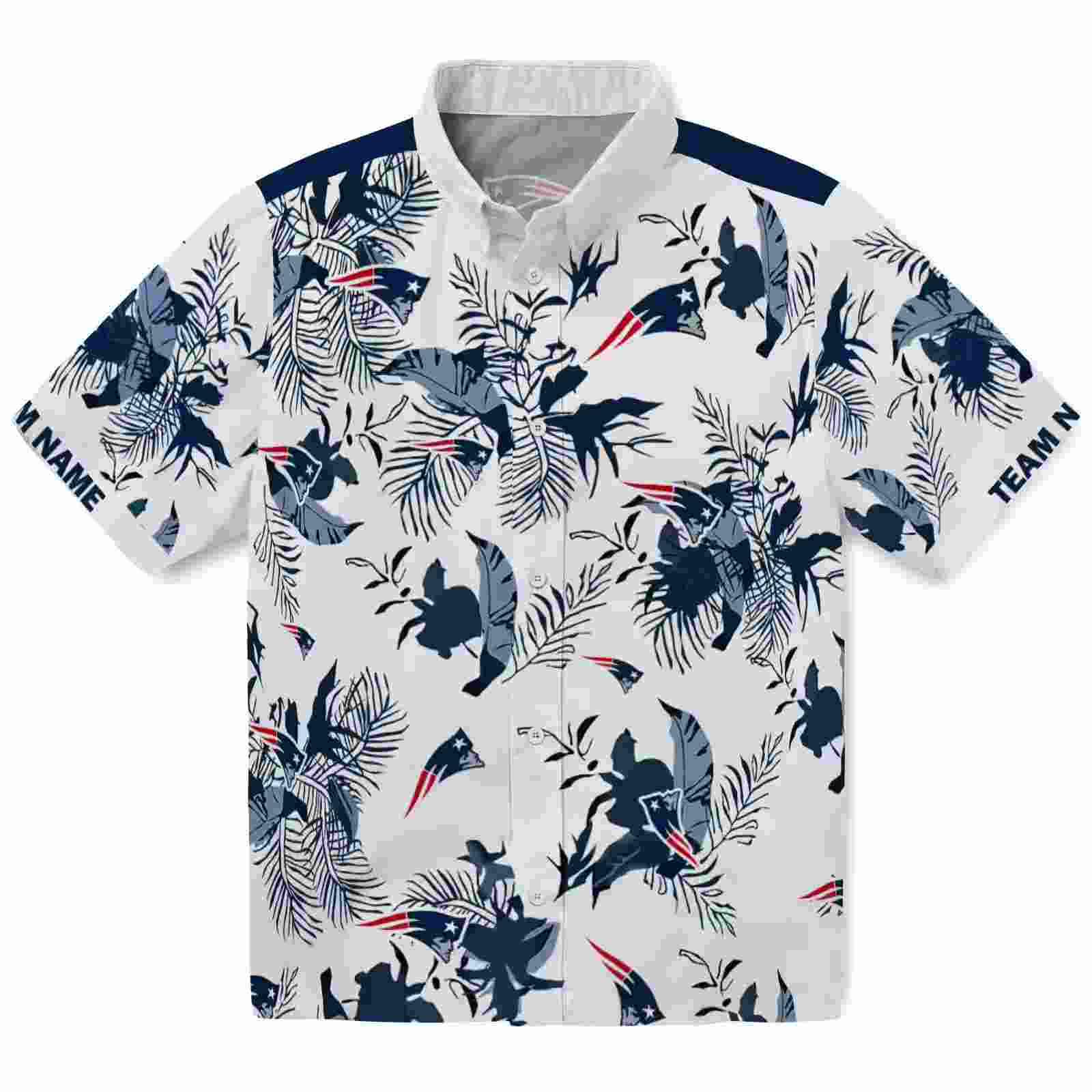 Customized New England Patriots Botanical Theme Blue White Hawaiian Shirt