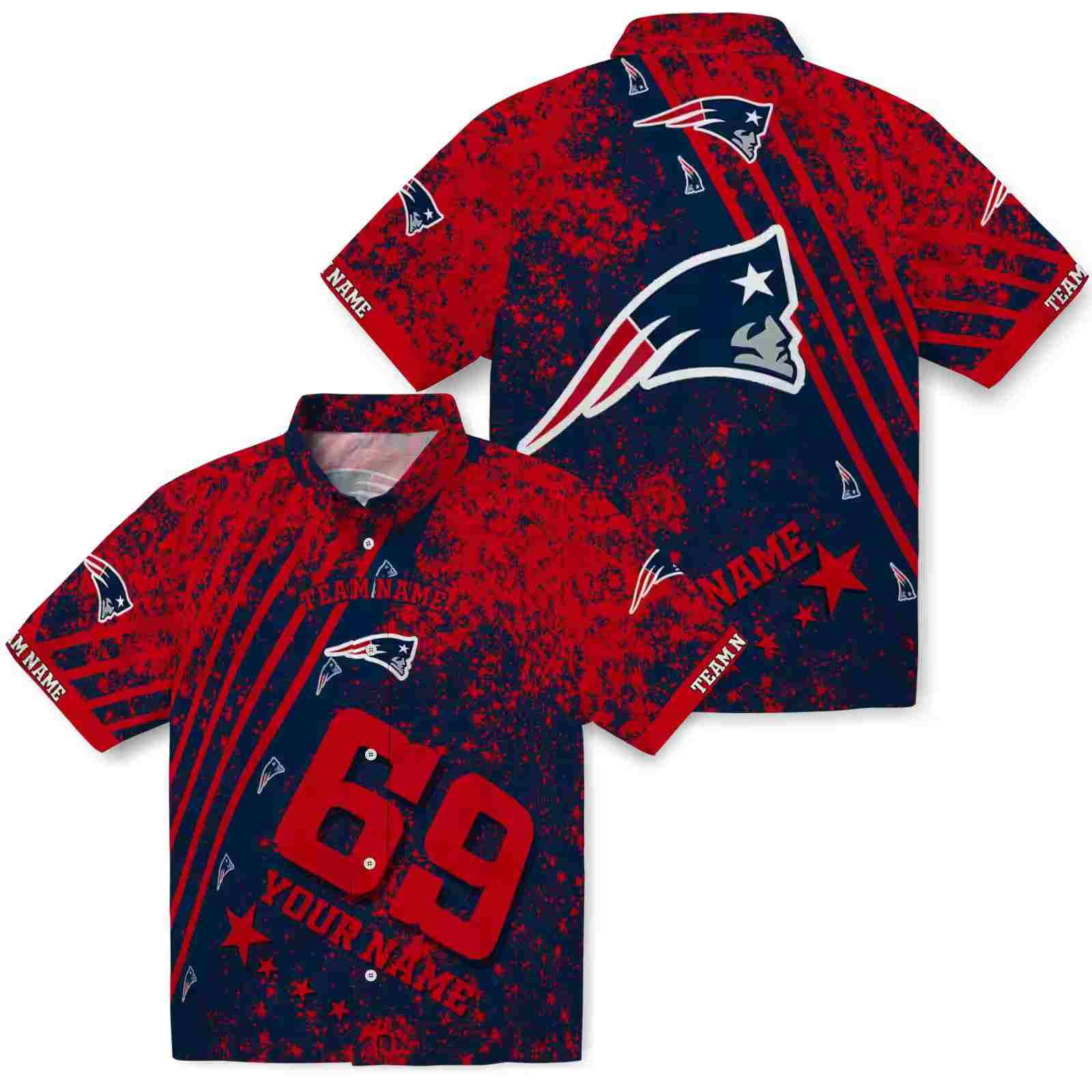 customized new england patriots star stripes blue hawaiian shirt high quality