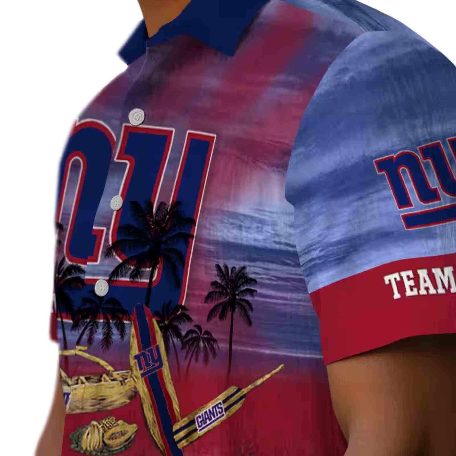 customized new york giants tropical canoe blue hawaiian shirt trendy