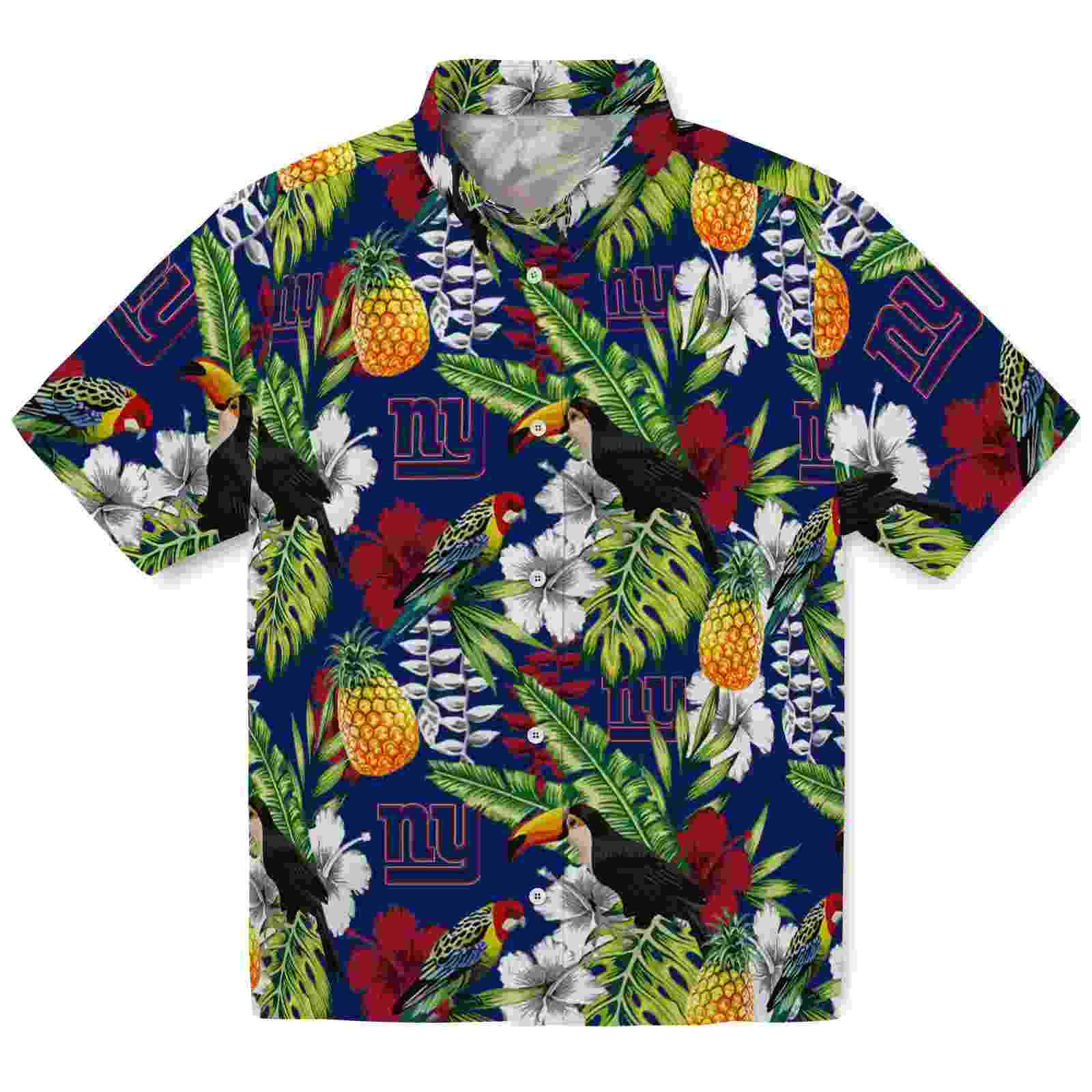 Customized New York Giants Tropical Toucan Blue Green Hawaiian Shirt