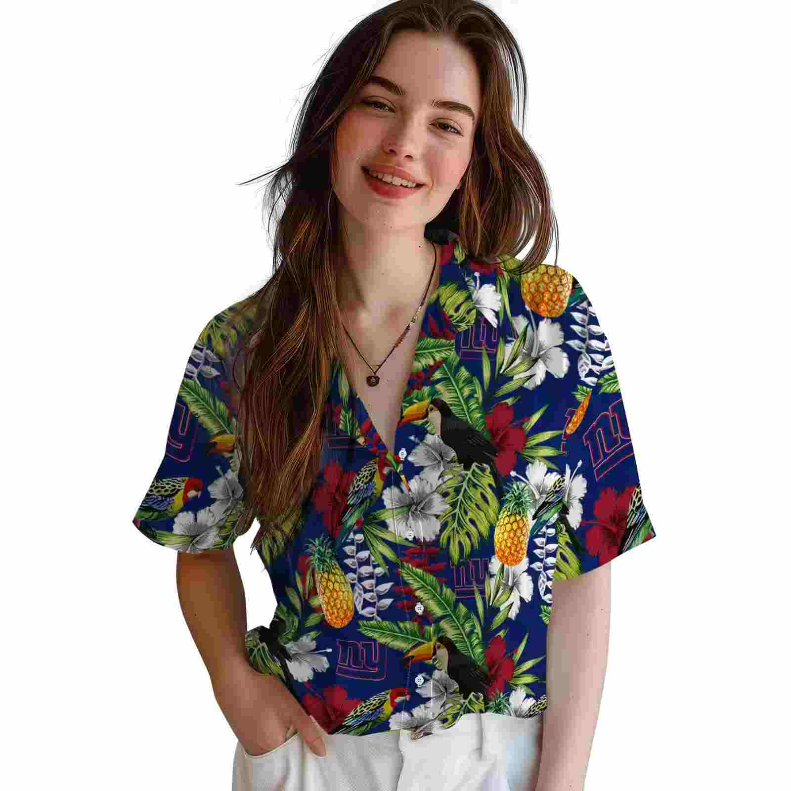 customized new york giants tropical toucan blue green hawaiian shirt latest model