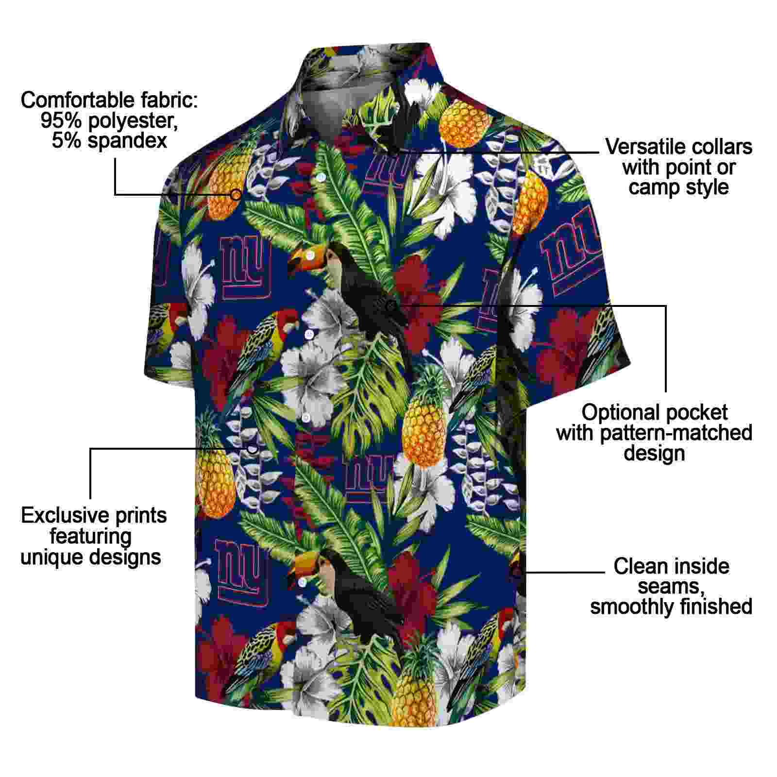 customized new york giants tropical toucan blue green hawaiian shirt new arrival