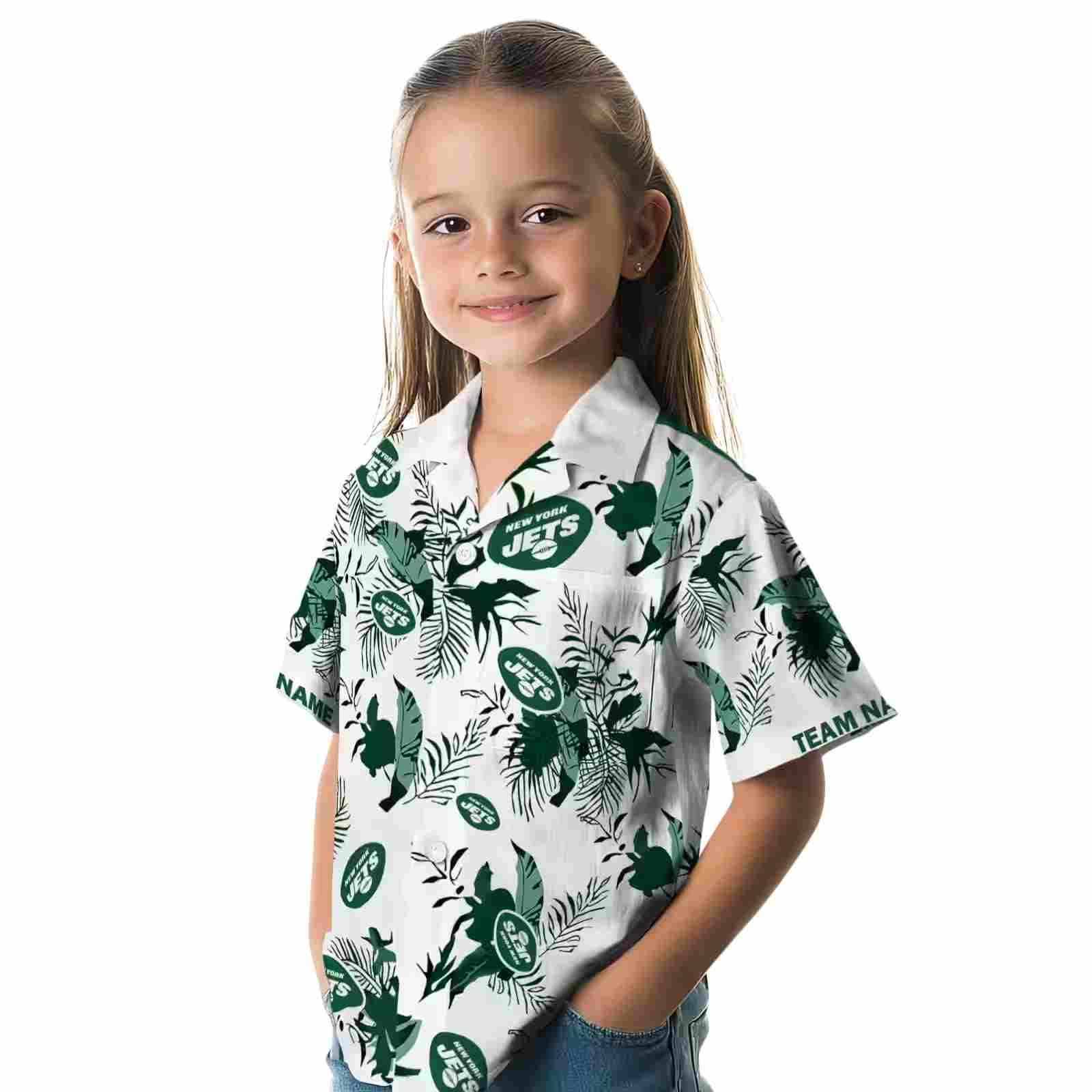 customized new york jets botanical theme green white hawaiian shirt premium grade