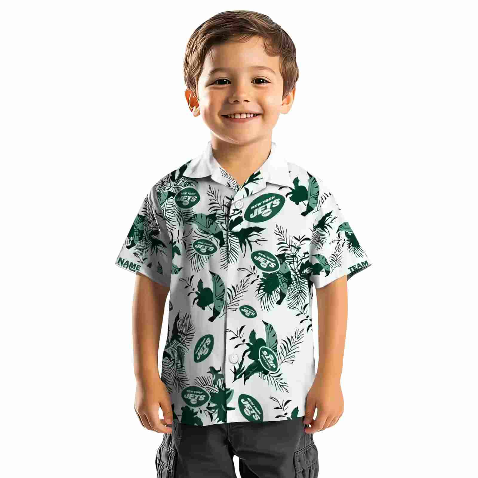 customized new york jets botanical theme green white hawaiian shirt top rated