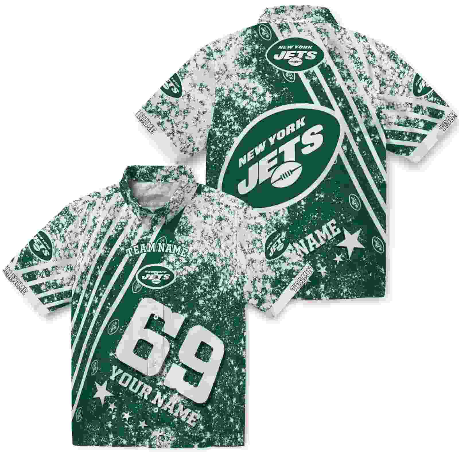 customized new york jets star stripes green hawaiian shirt high quality