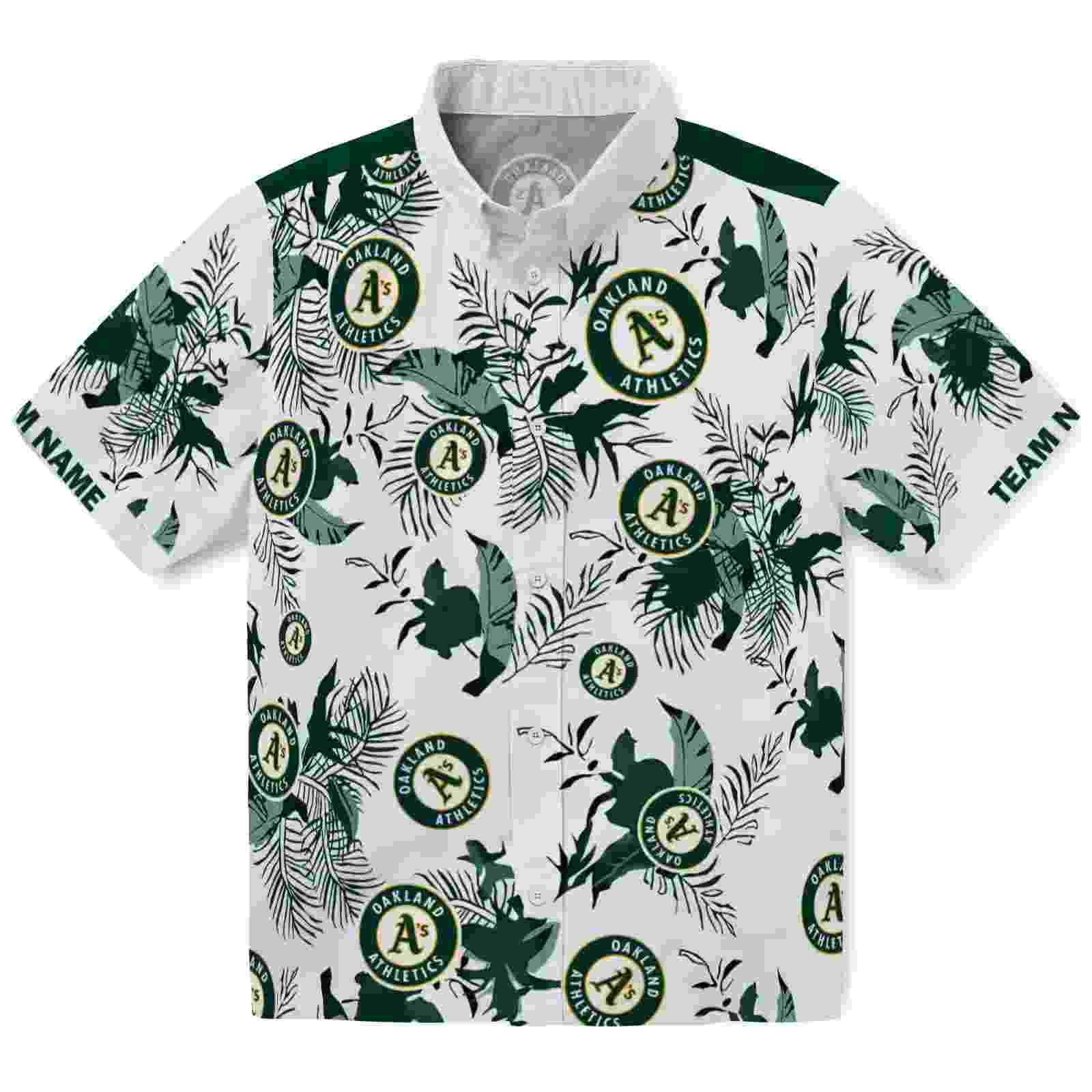 Customized Oakland Athletics Botanical Theme Green White Hawaiian Shirt