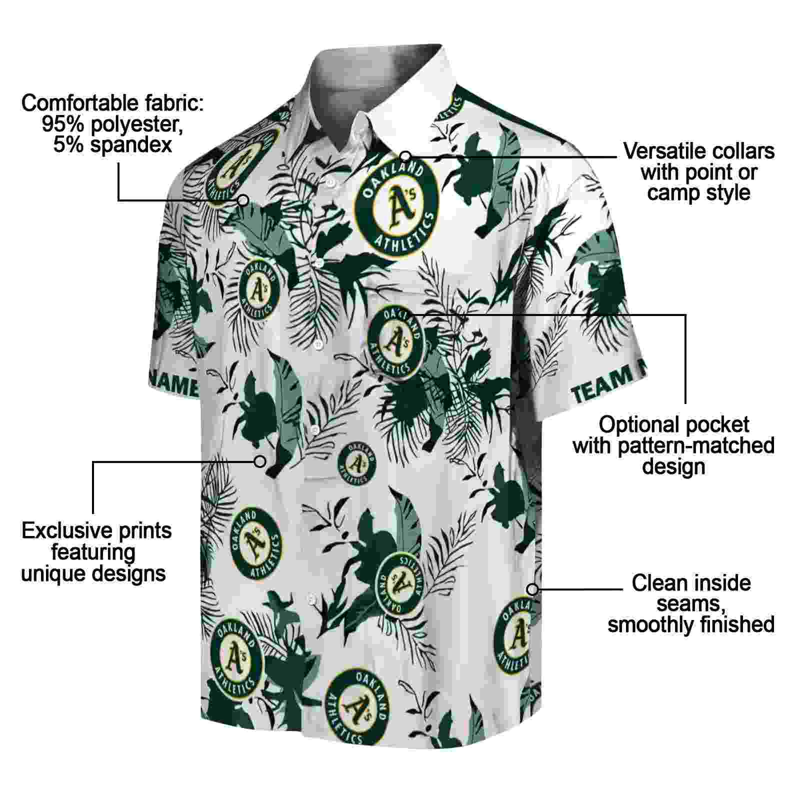 customized oakland athletics botanical theme green white hawaiian shirt new arrival