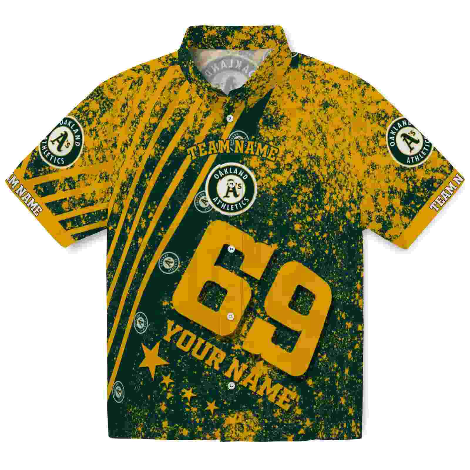 Customized Oakland Athletics Star Stripes Green Hawaiian Shirt