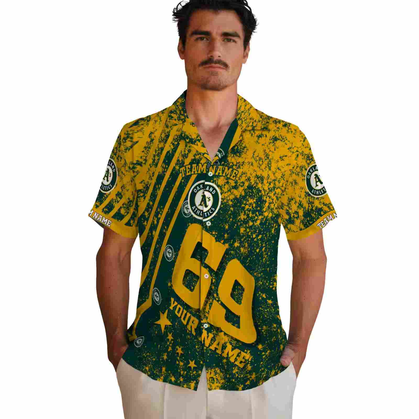 customized oakland athletics star stripes green hawaiian shirt fashion forward