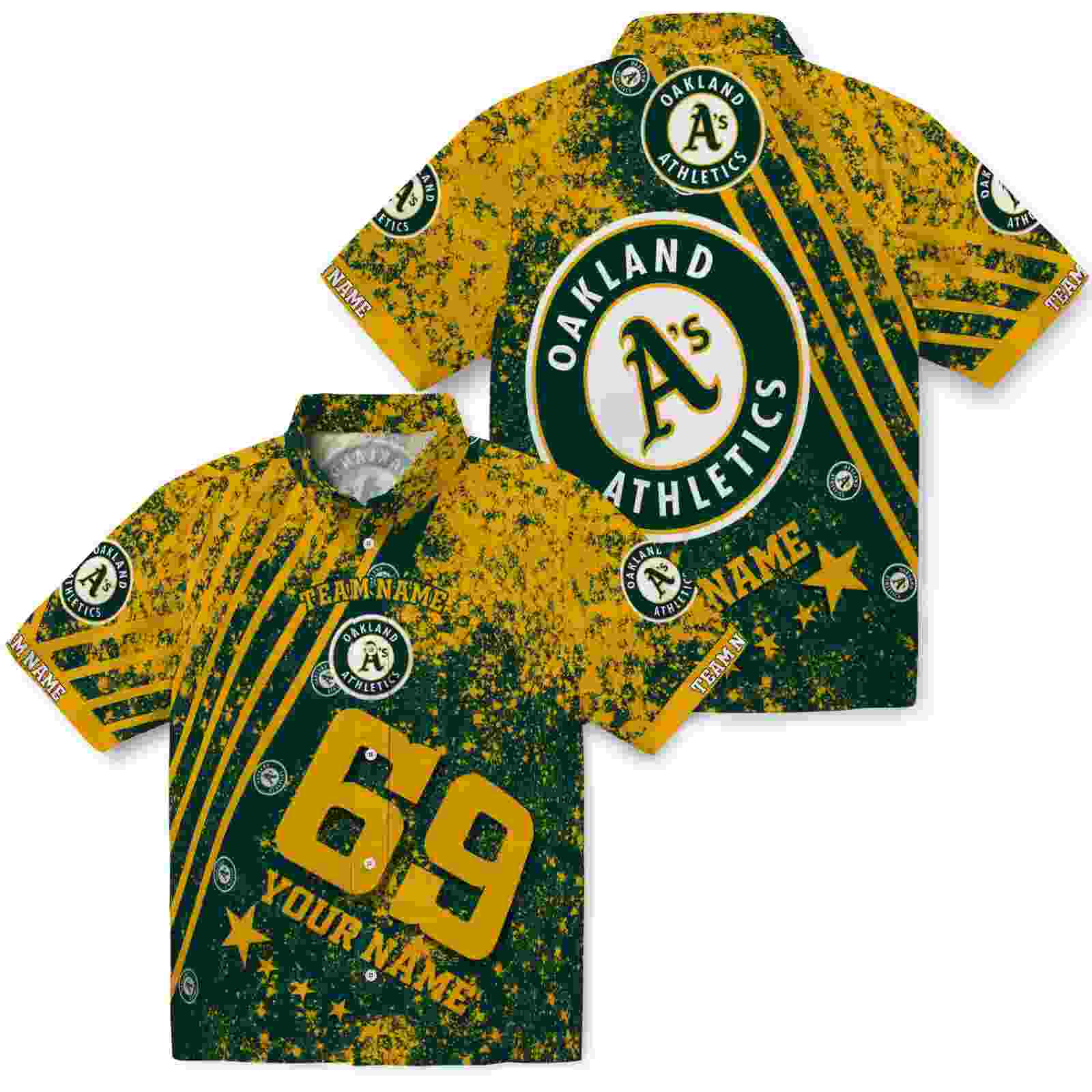 customized oakland athletics star stripes green hawaiian shirt high quality