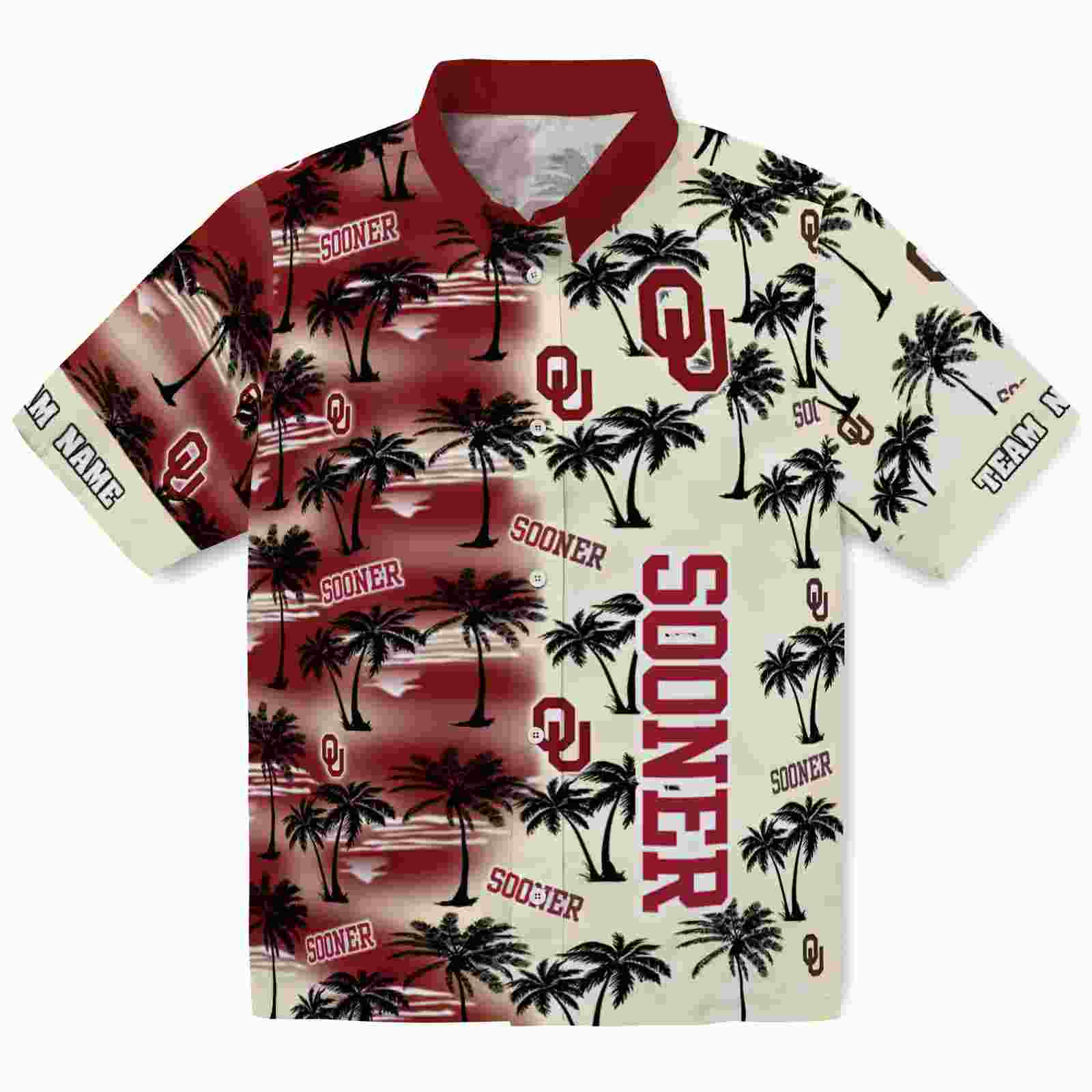 Customized Oklahoma Sooners Palm Silhouettes Crimson Hawaiian Shirt