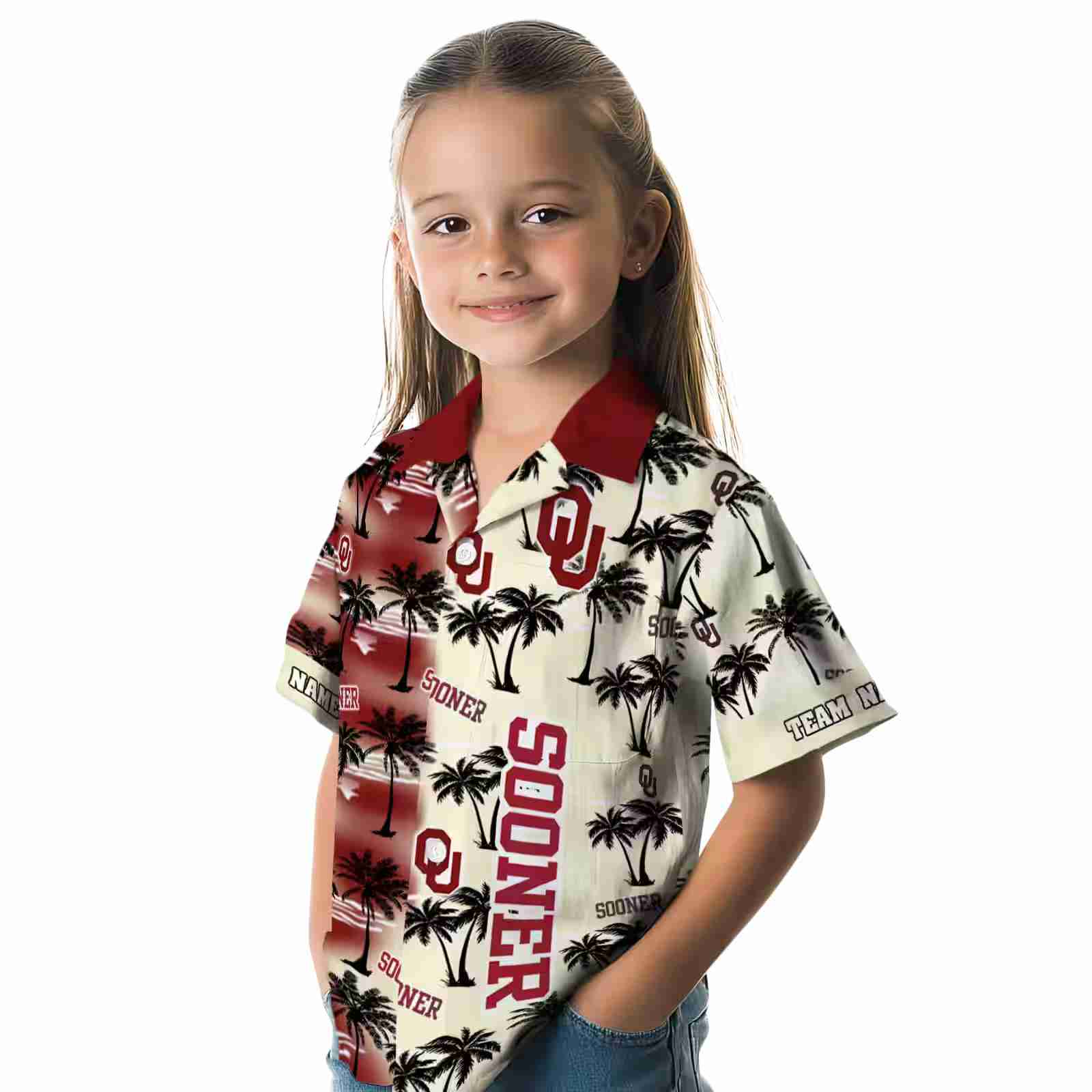 customized oklahoma sooners palm silhouettes crimson hawaiian shirt premium grade