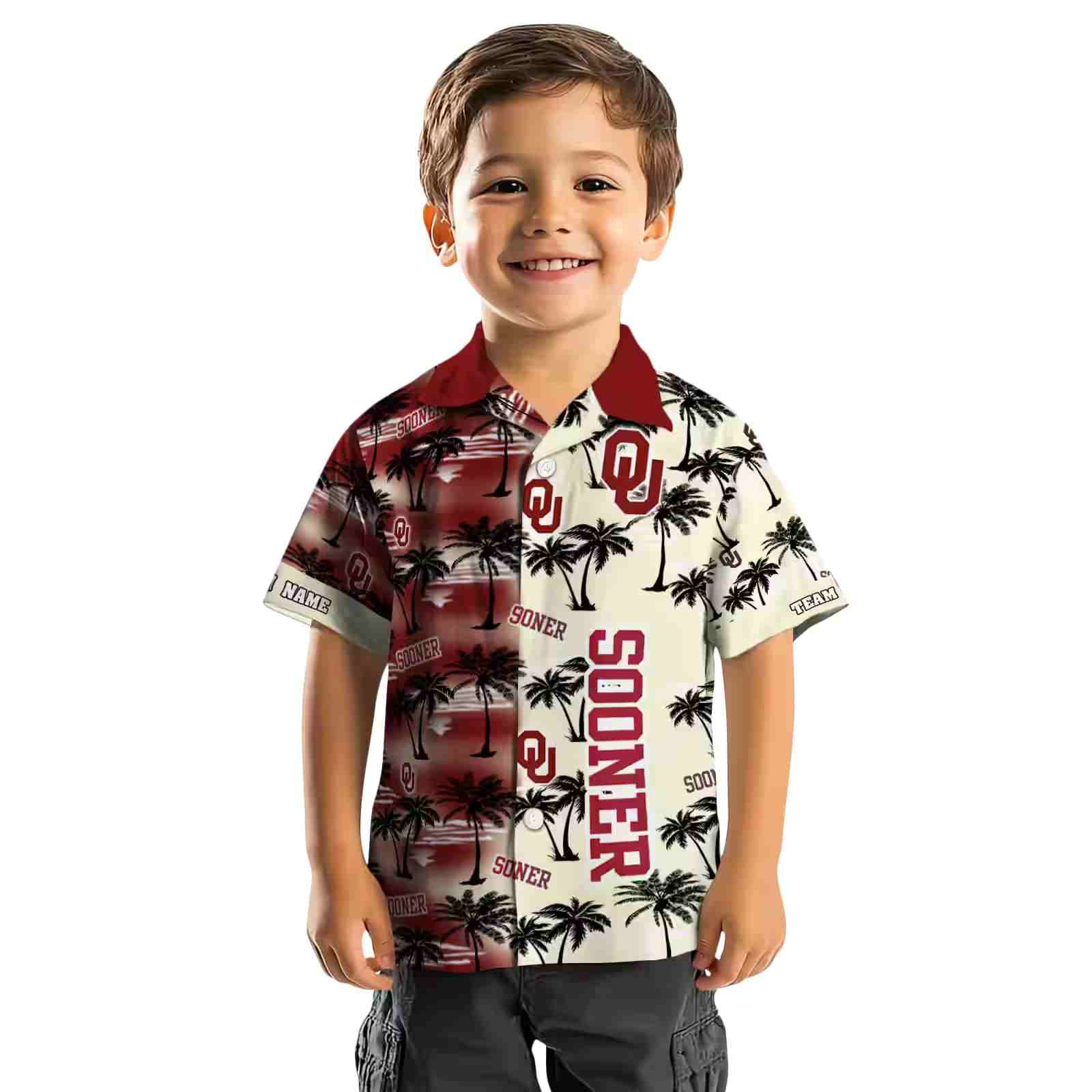 customized oklahoma sooners palm silhouettes crimson hawaiian shirt top rated