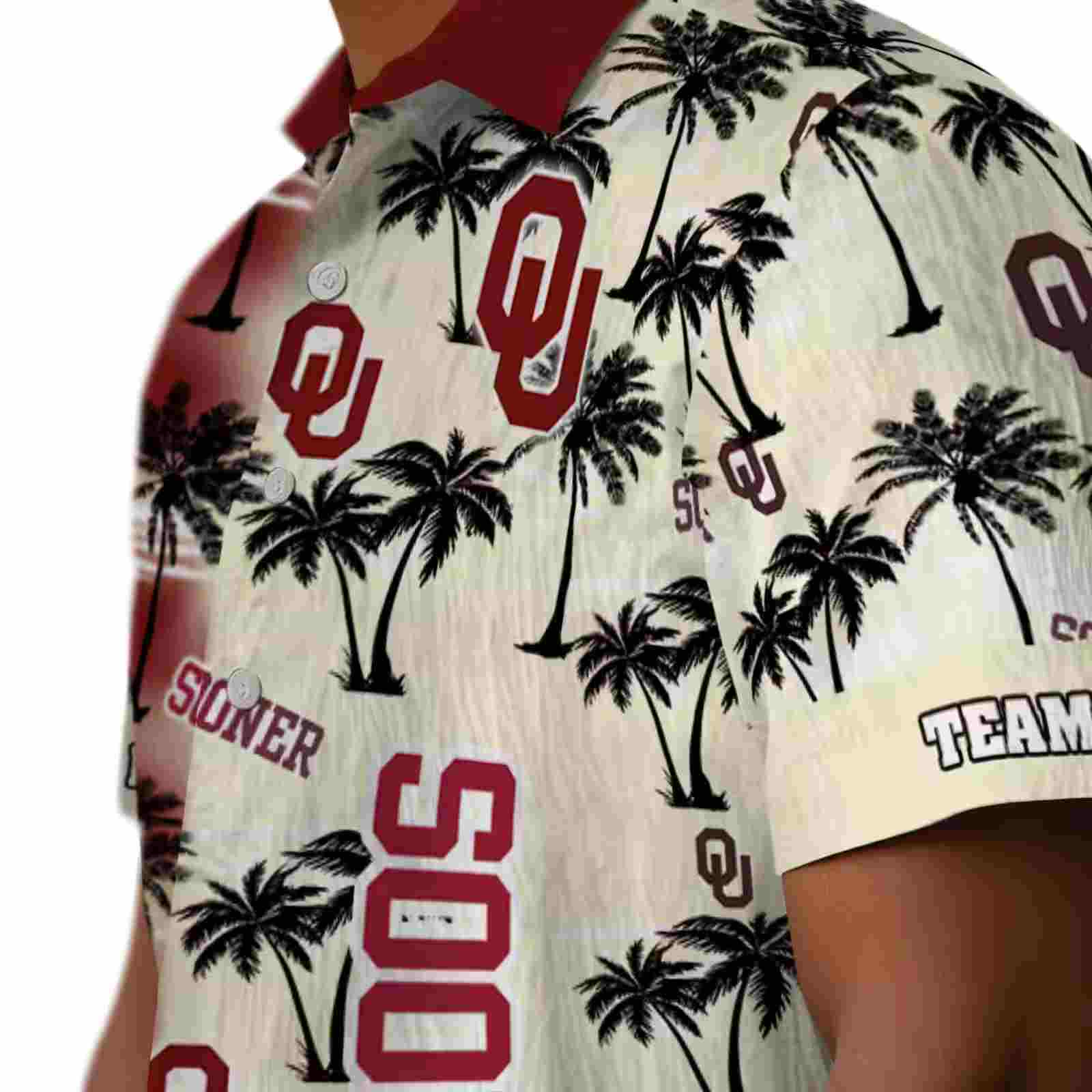 customized oklahoma sooners palm silhouettes crimson hawaiian shirt trendy