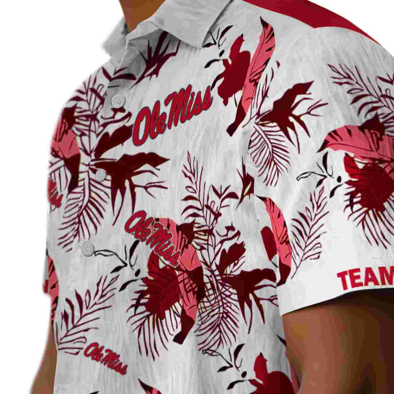 customized ole miss rebels botanical theme red white hawaiian shirt trendy